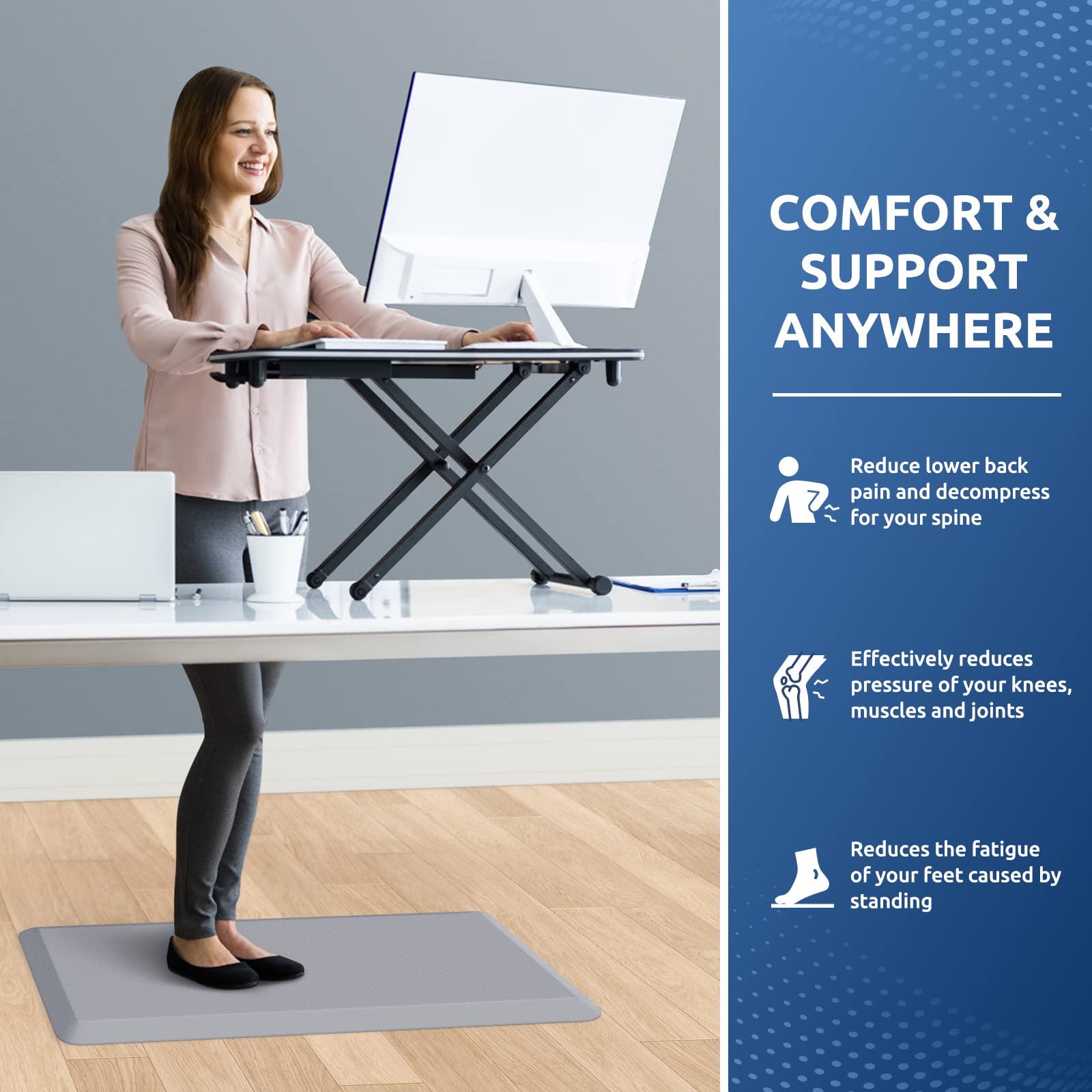 Kitchenclouds Kitchen Mat Cushioned Anti Fatigue Kitchen Rug Non Slip Standing Mat Comfort Floor Mats For Sink Office (17.3''X 2