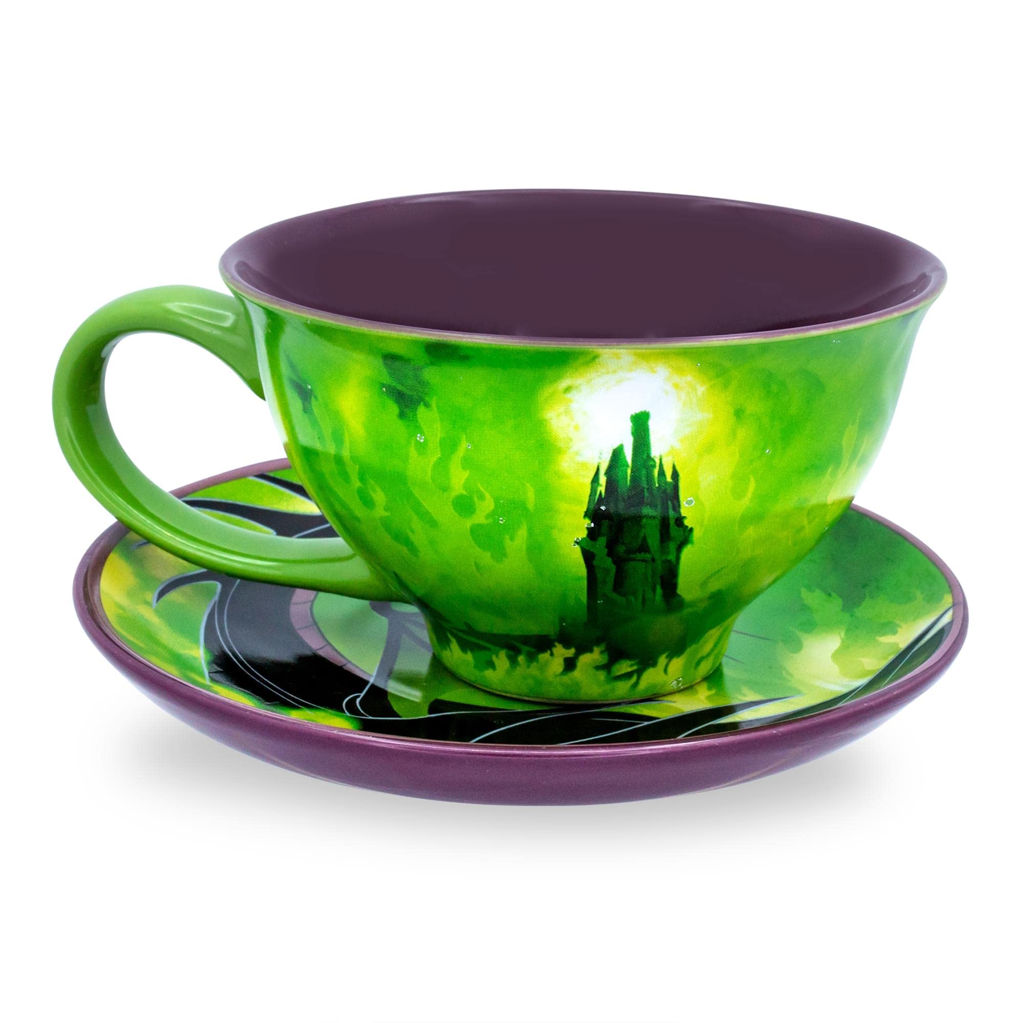 Silver Buffalo Disney Villains Maleficent Ceramic Teacup And Saucer | Tea Party Set For Coffee, Espresso, Mocha