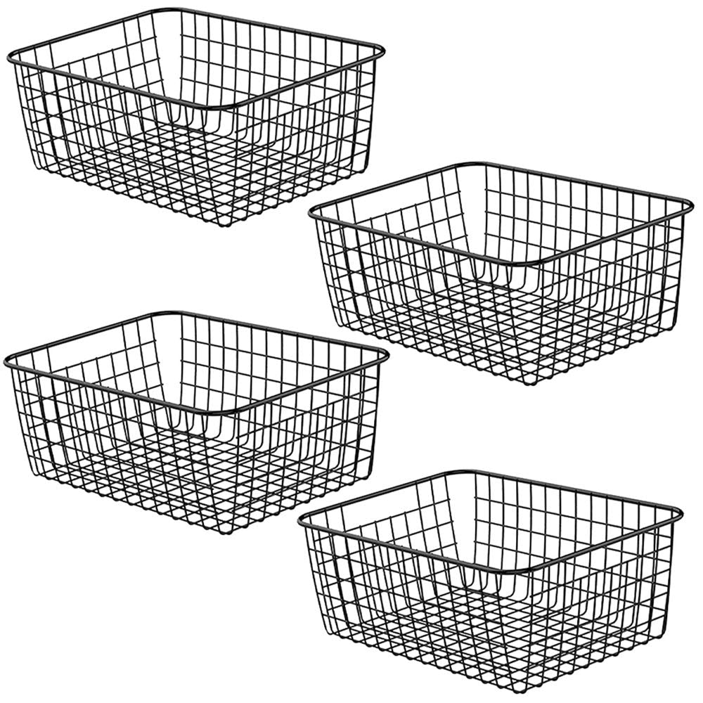 Aeggplant Kitchen Wire Baskets Farmhouse Decor Metal Food Storage Organizer,Household Refrigerator Bin With Built-In Handles For