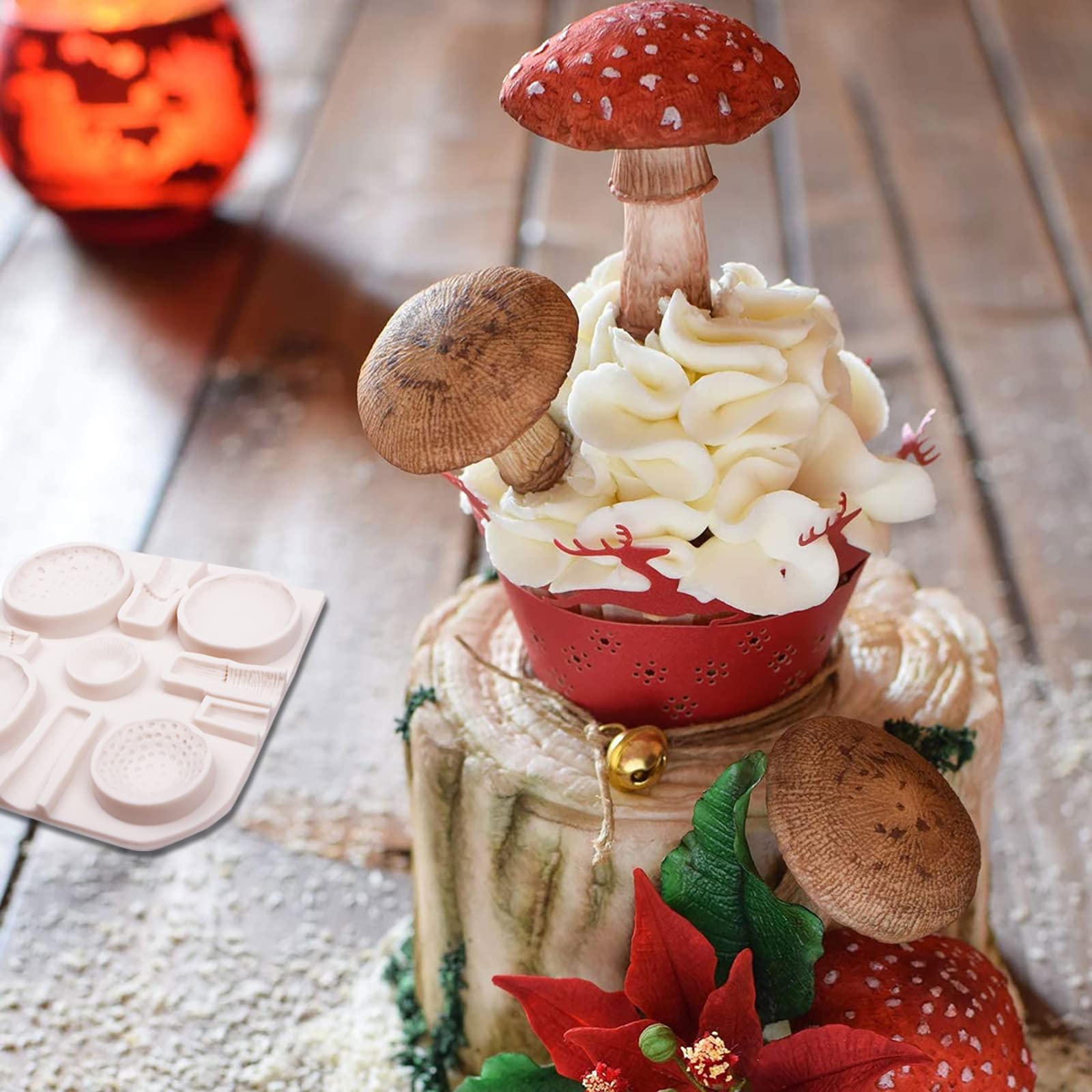 Mushroom Fondant Silicone Molds 2 Pcs, Toadstools Chocolate Cake Decoration Candy Mold For Sugar Cupcake Topper Mushroom Party P