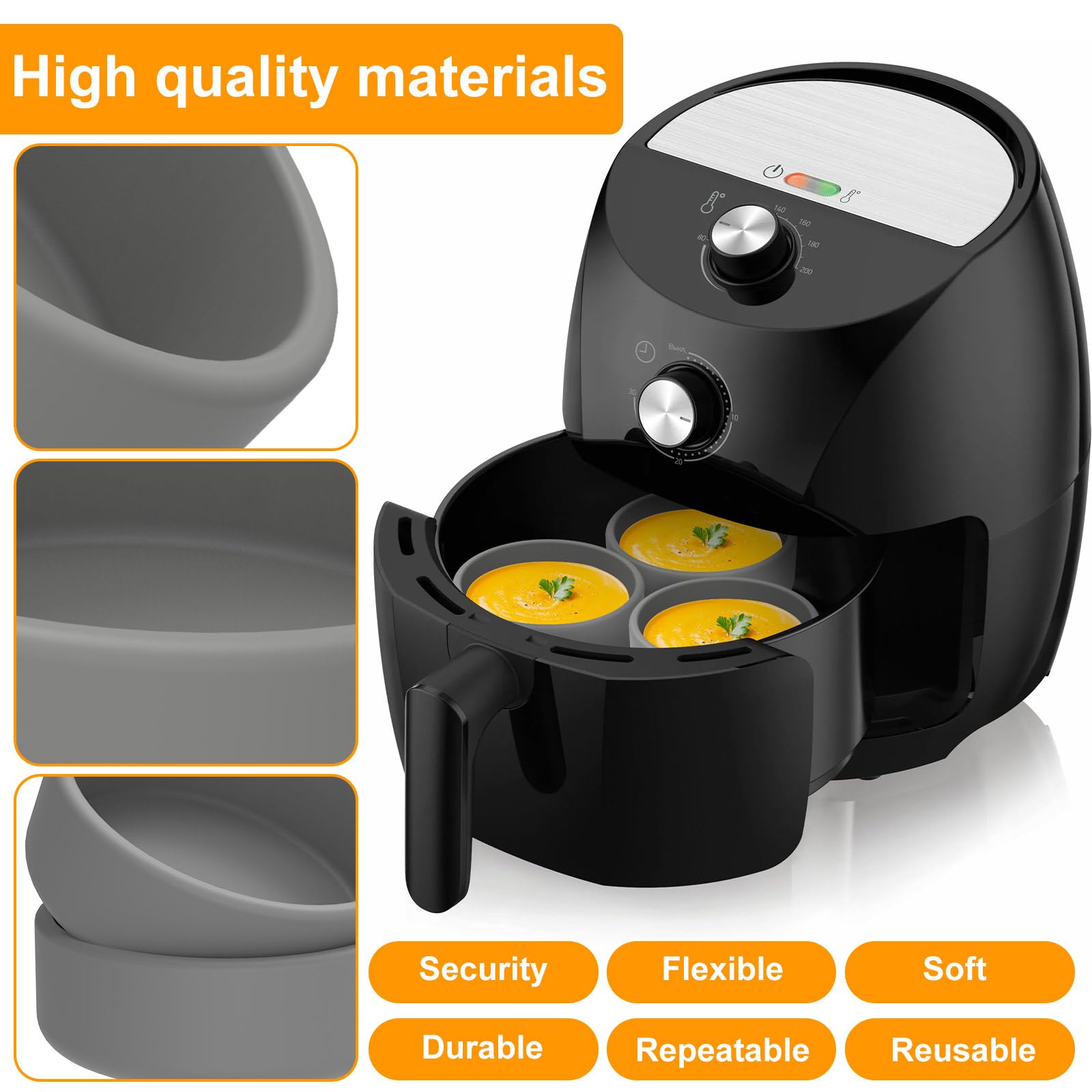 3Pcs Air Fryer Egg Mold, Reusable Egg Bite Maker, Nonstick Silicone Egg Molds, Microwave Egg Cooker, Silicone Egg Poacher Cups,
