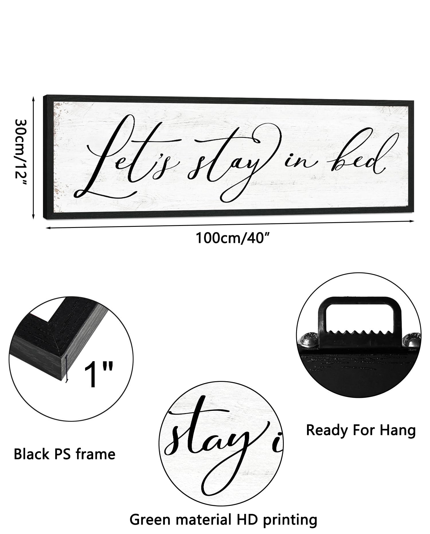 Let'S Stay In Bed Sign: Rustic Bedroom Signs Wall Decor Above Bed Framed Modern Farmhouse Family Wall Signs Hanging Plaques Insp