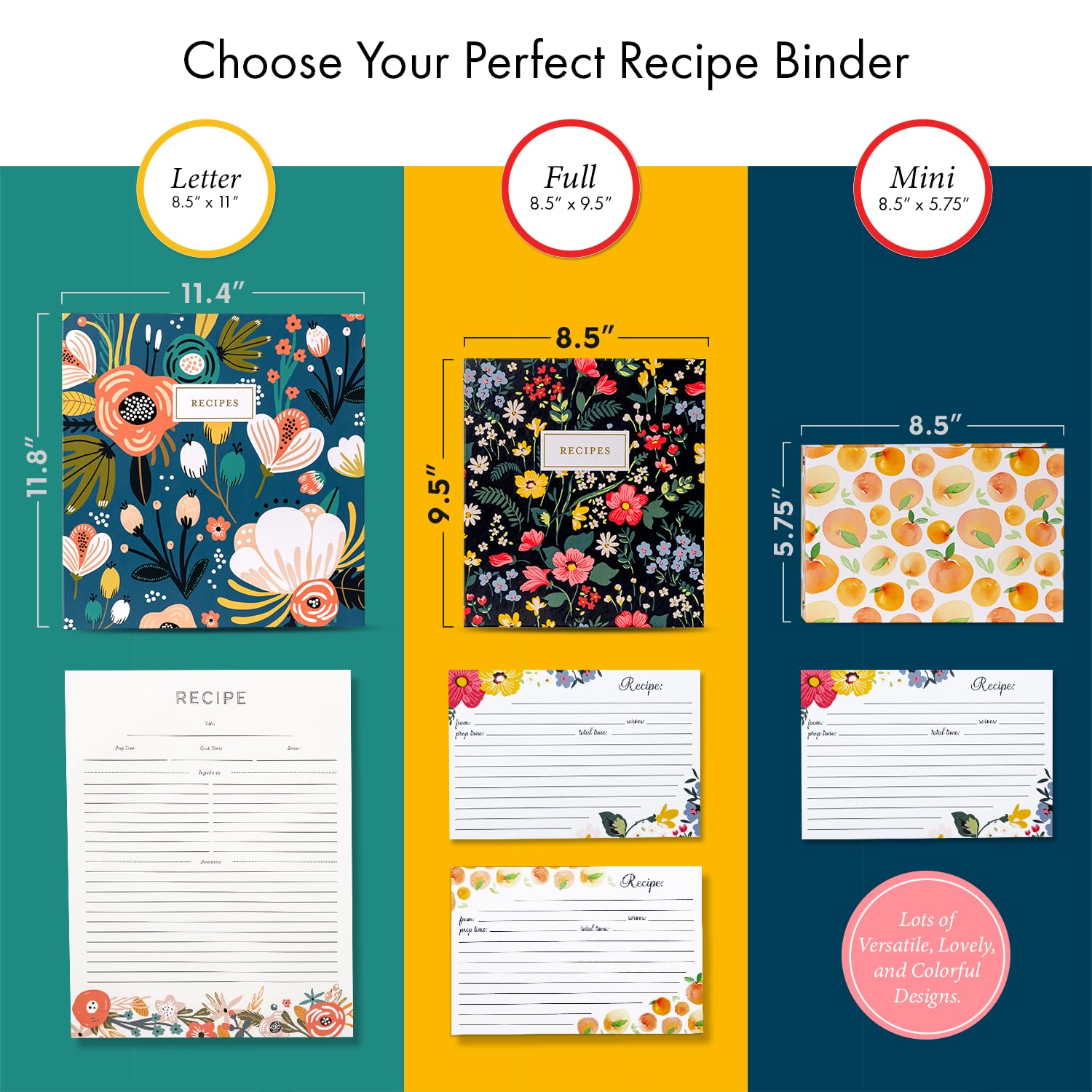 Jot & Mark 3 Ring Recipe Binder (Peach Dream, 8.5'' X 11'' Recipe Binder)
