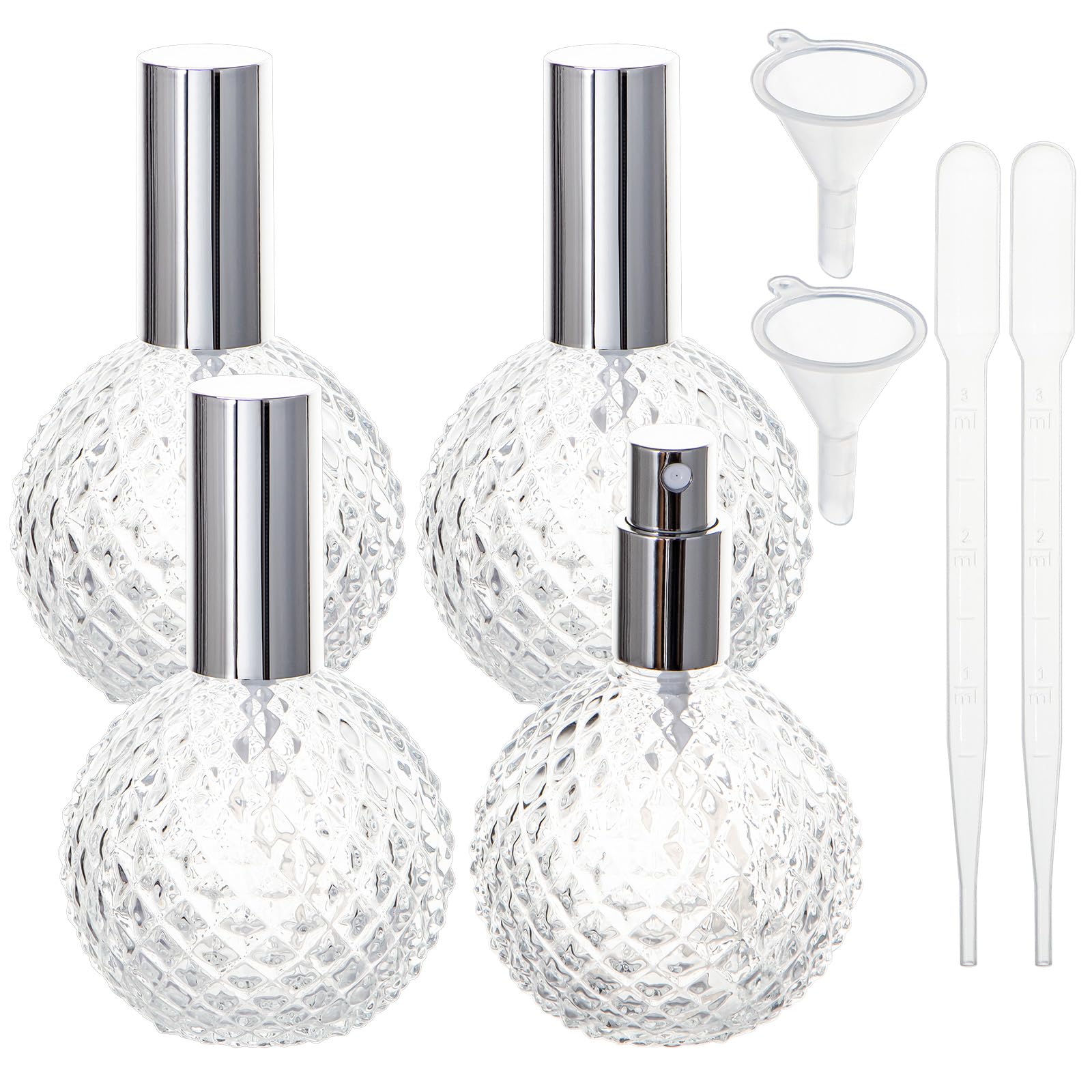 Yebeauty Glass Vintage Perfume Spray Bottle, 3.4Oz 100Ml Clear Vintage Perfume Bottles Empty Perfume Travel Refillable Bottles,