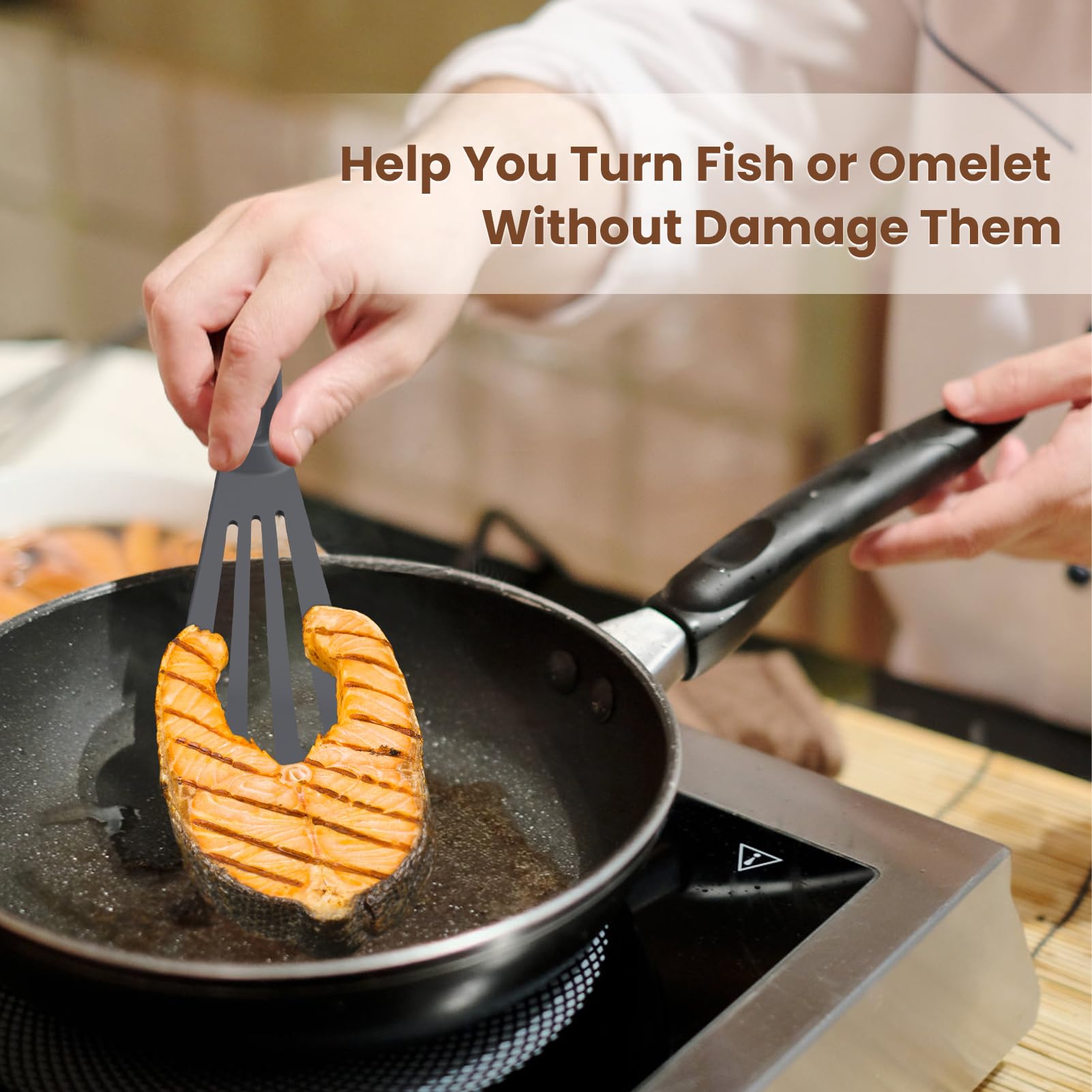 Slotted Spatula, Professional Fish Turner, Heat Resistant Fish Spatula Safe For Nonstick Cookware