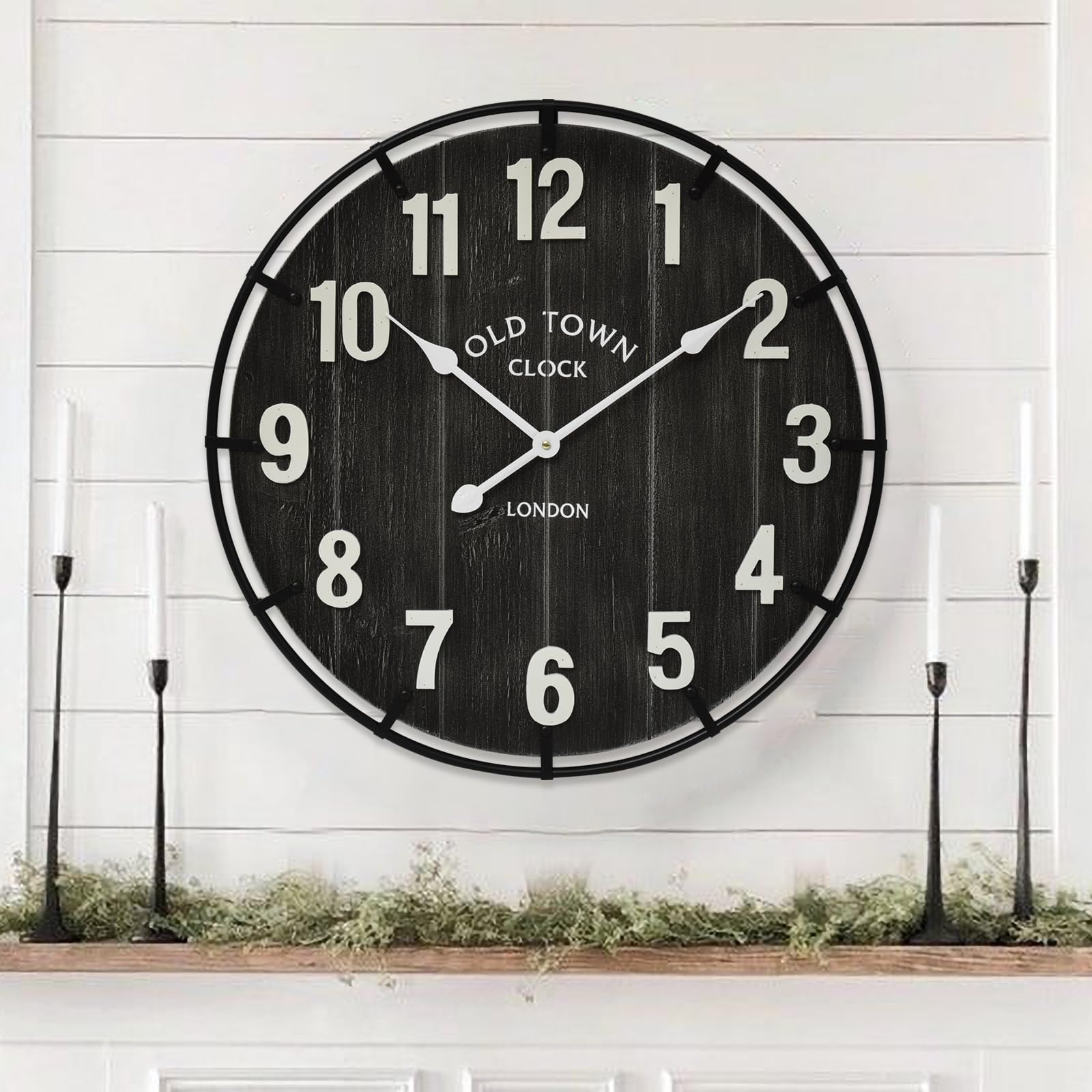 Emax Home Farmhouse Wall Clock 003Bk-60
