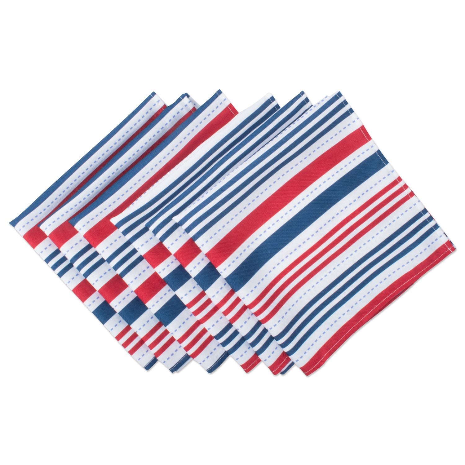 DII Patriotic Stripes Tabletop Collection, Stain Resistant & Waterproof, Napkin Set, 20x20, Red, White, & Blue, 6 Count