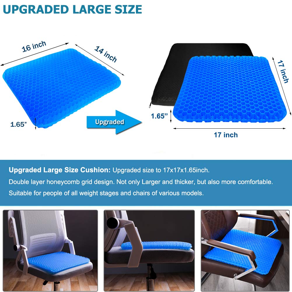 Large Gel Seat Cushion, Double Layer Egg Gel Cushion For Car Seat Office Wheelchair Chair, Breathable Chair Pads Help In Relievi