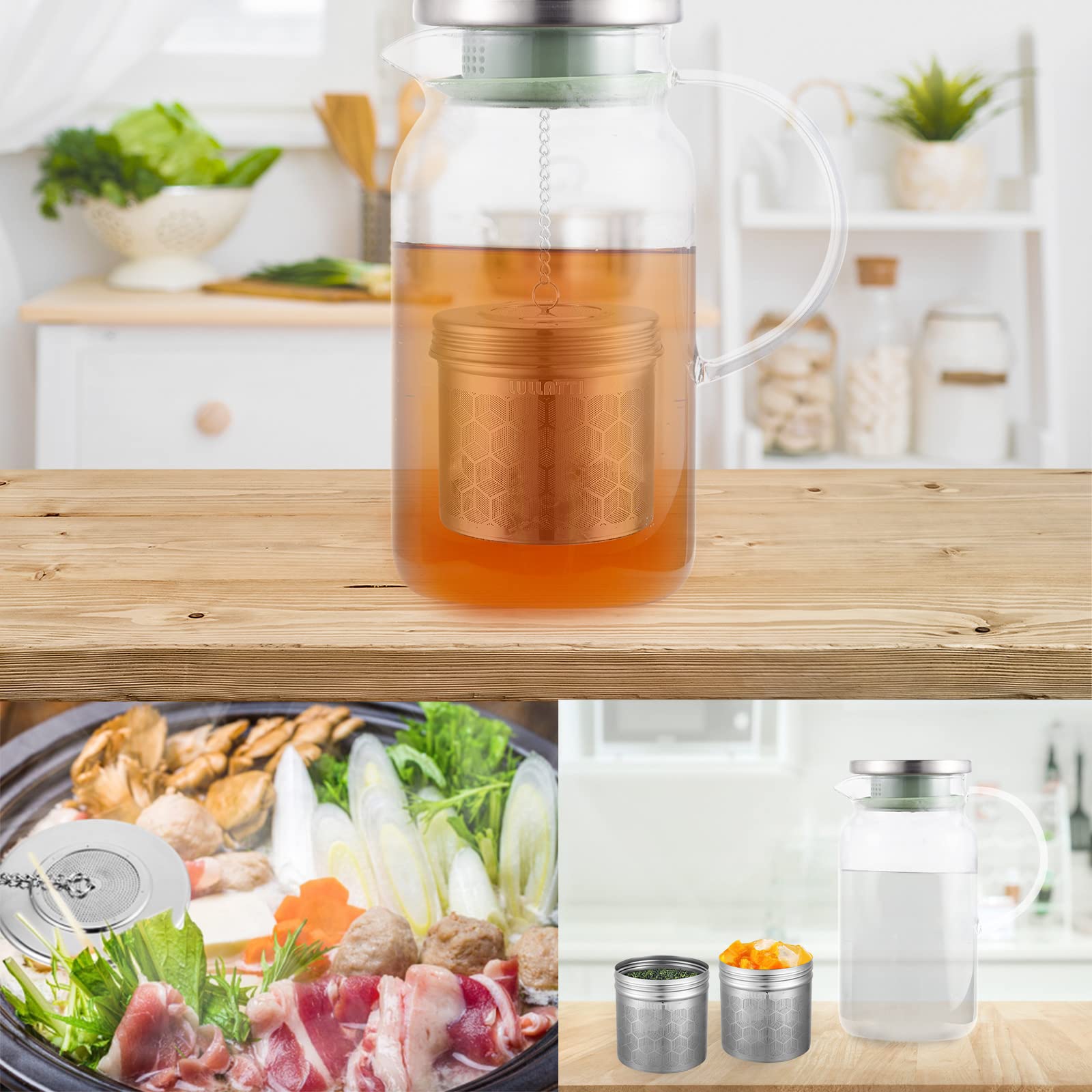 LULLATTI Extra Large Tea Ball Infuser for Pitcher(2 Pack)  18/8 Stainless Steel Tea Steeper  Extra Fine Mesh Tea Strainer Perfect for Brewing Herbs  Iced Tea  Coffee  Cooking Soup