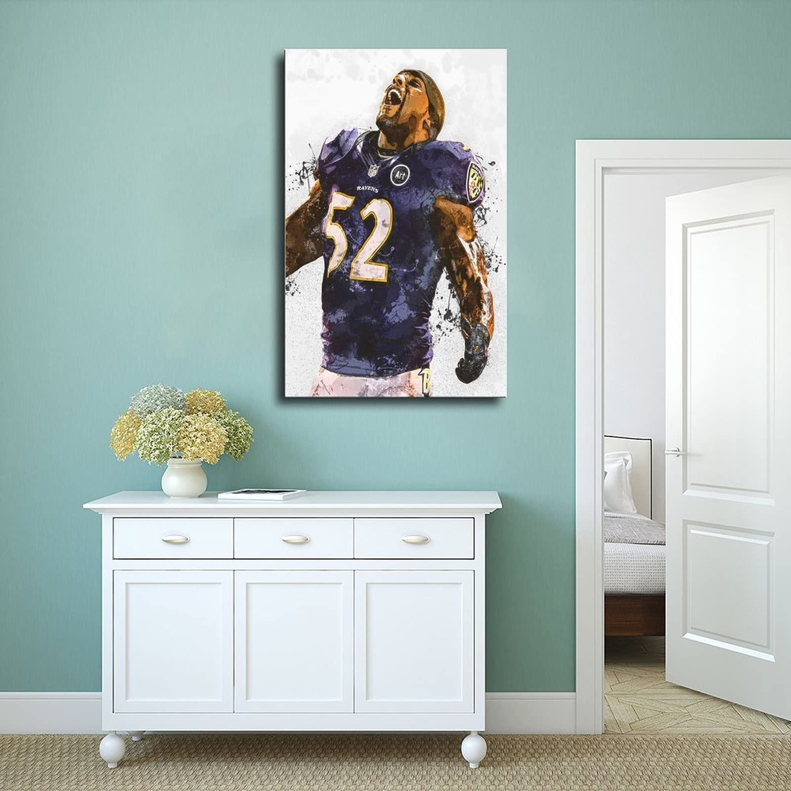 Ray Lewis Poster Canvas Poster Bedroom Decor Sports Landscape Office Room Decor Gift Unframe: 12X18Inch(30X45Cm)
