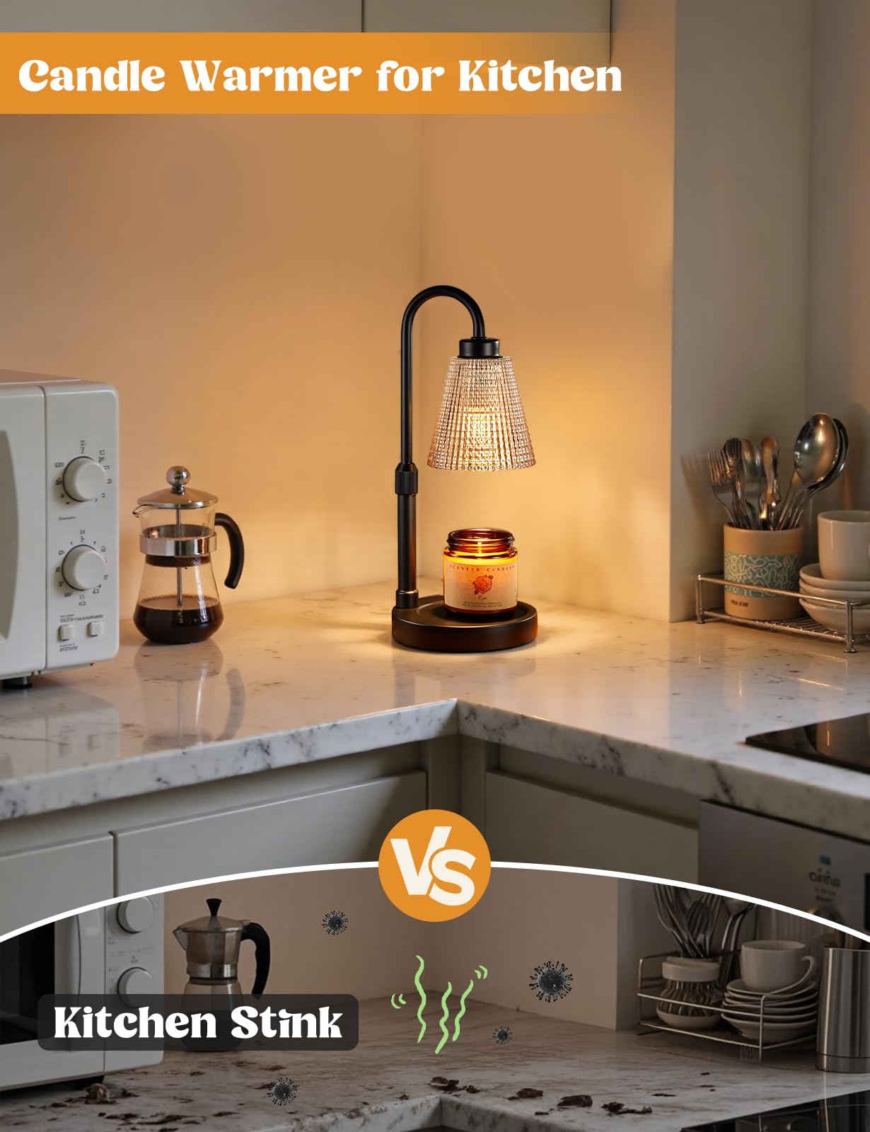 Innqoo Amber Candle Warmer Lamp with Timer, Dimmable Candle Warmer for Jar Candles, Height Adjustable Wax Melts Warmer, Birthday