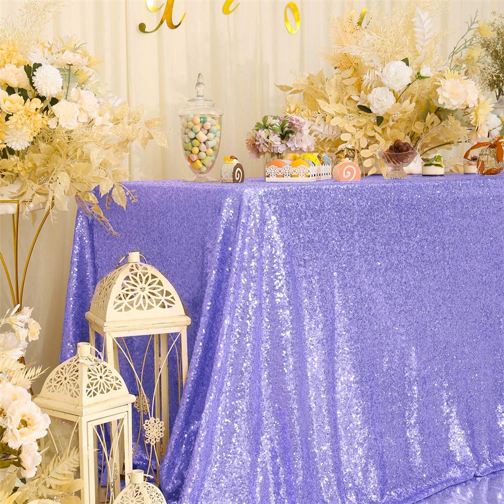 Eternal Beauty Sequin Tablecloth, 60X102 Rectangle Sequin Tablecloth For Party Cake Dessert Table Exhibition Events,Lavender