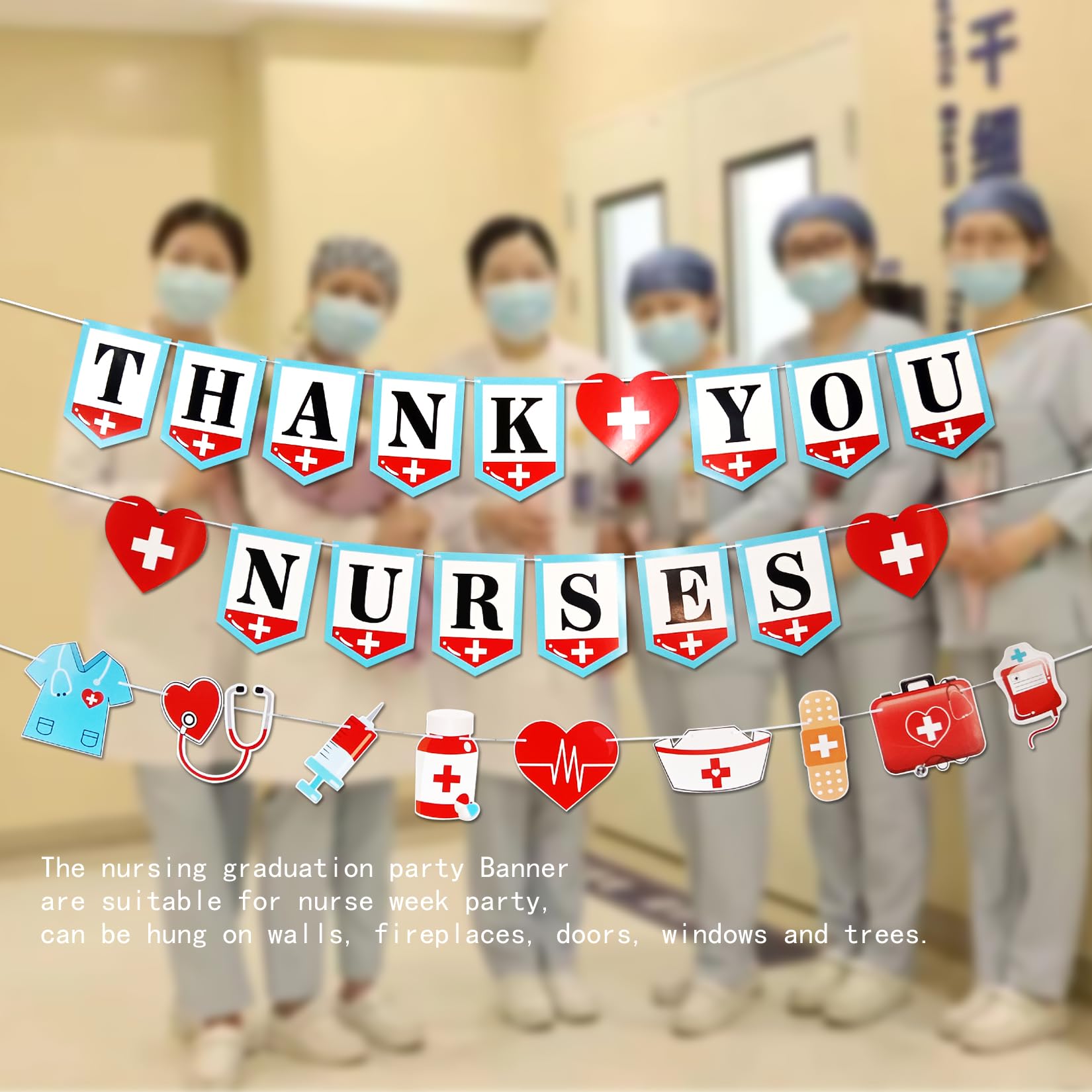 Lanttaotte Nurses Graduation Decorations Thank You Nurses Banner Congrats Grad Party Supplies For Nurses Week Home Office School