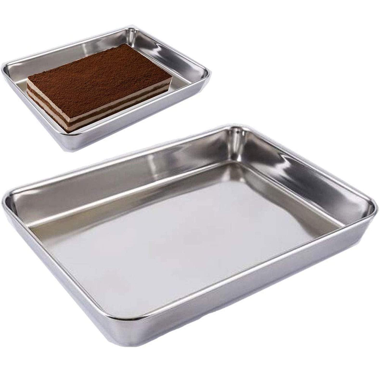 Baking Cookie Sheets Pans,Jelly-Roll Pans Roasting Pan,Stainless Steel Baking Pans Tray Cookie Sheet,Nonstick Toaster Oven Bakin