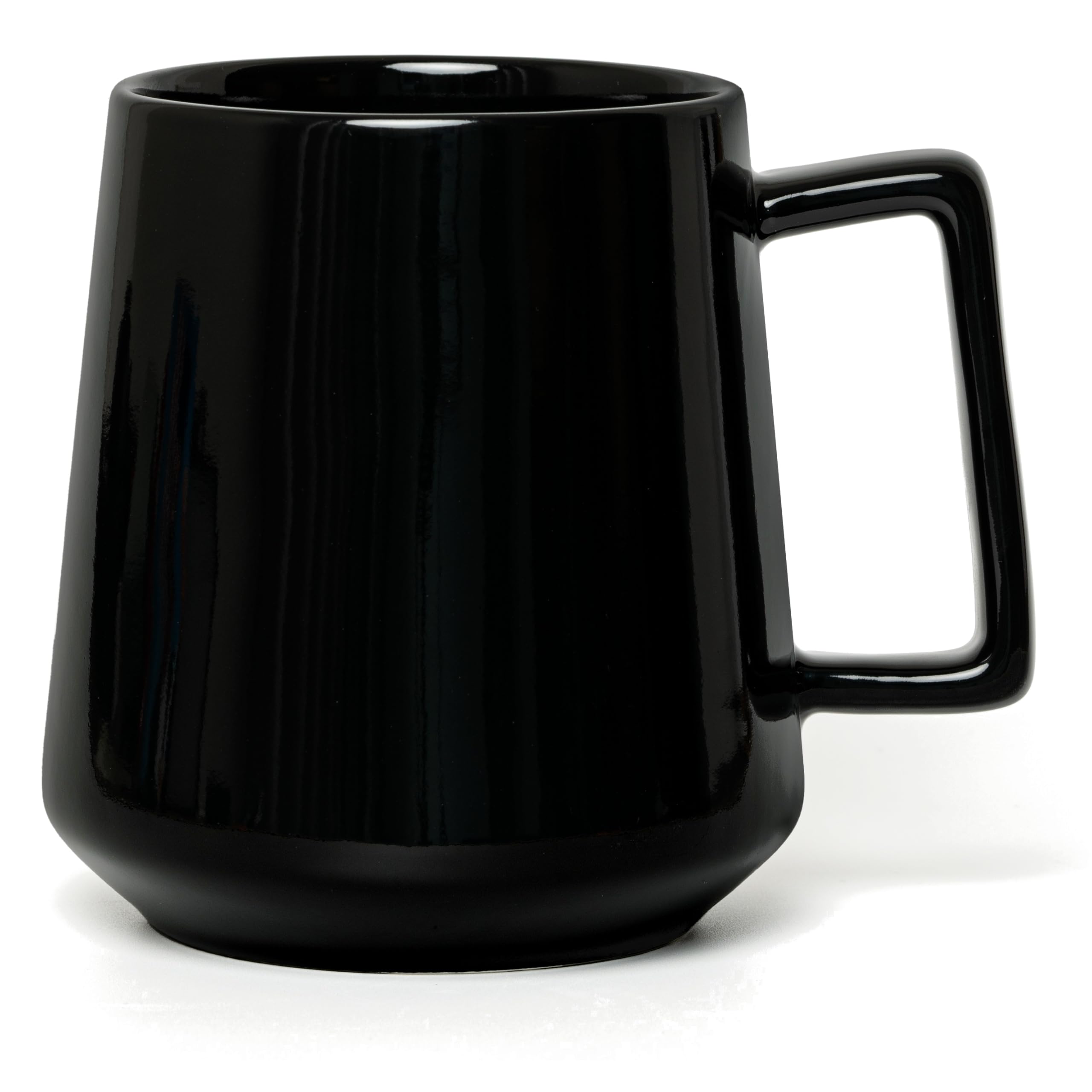 CSM Supply Glossy-Matte Dual Finish Sleek Modern Design 16 Fluid Ounces Black Mug (1 Mug) - Exterior Matte - Inside Glossy - Stain Free - Thick Grade A Quality Ceramic - Foam Box Packaging