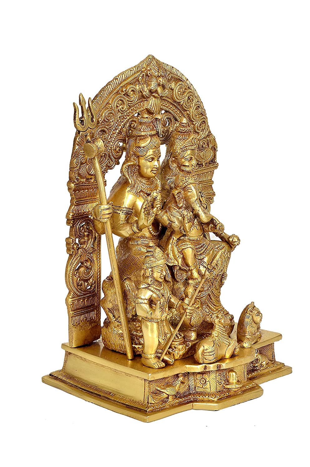 Aona Shiv Parivar Brass Action Pooja Idol/Brass Made Shiv Parivar/Shiv Parvati Ganesh Idol For Good Luck, Success And Prosperity