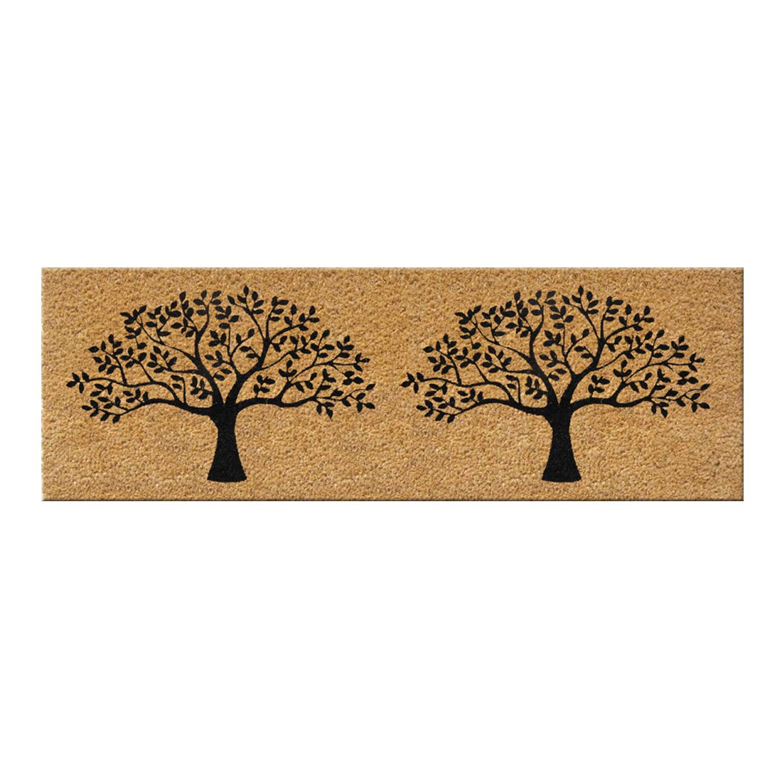 Atmah Double Tree Coir Door Mat - Size 120Cm X 40Cm, Brown, Black, Rectangular