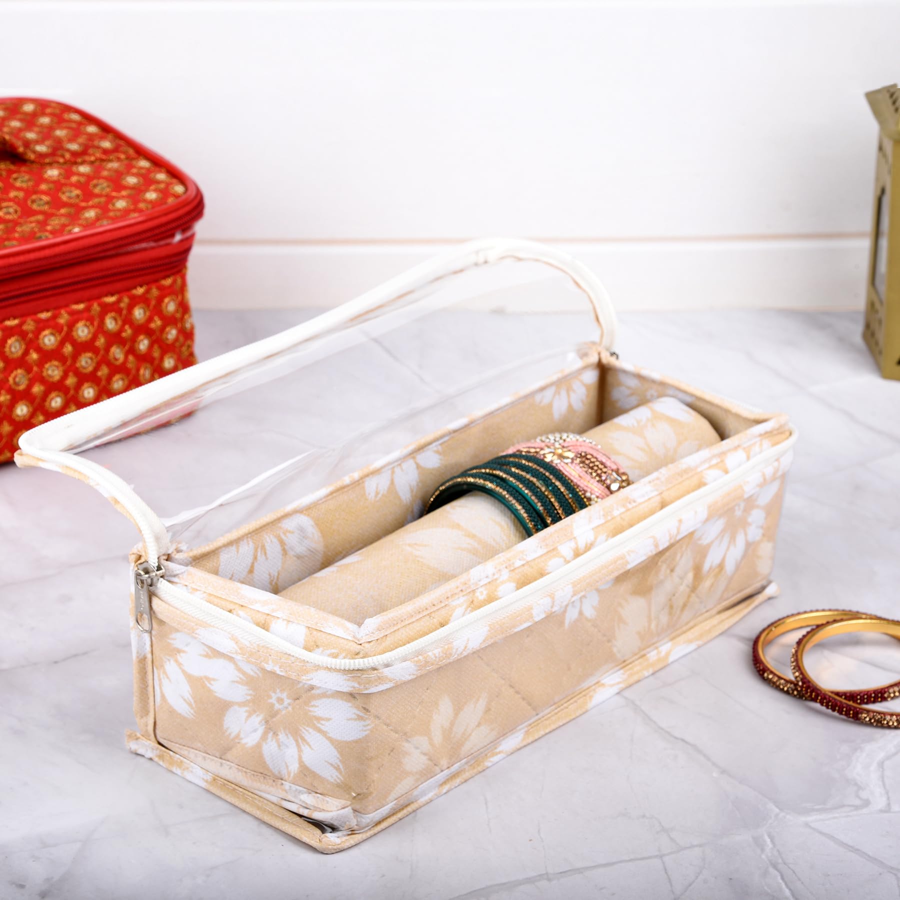 Kuber Industries Rectangular Bangle Box | Single Rod Chudi Organizer With Visible Window | Travelling Bracelets Organizer | Wate