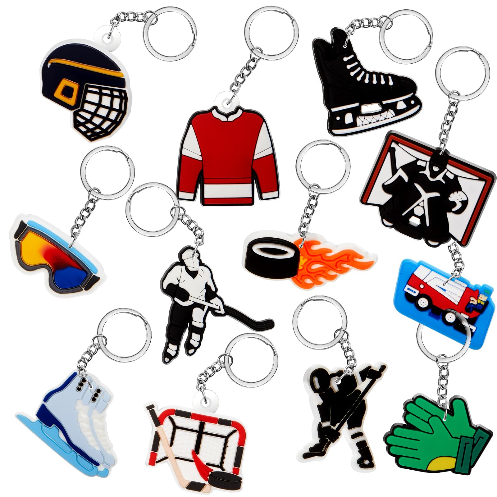 Batiyeer 36 Pack Sports Keychains Sports Ball Key Ball Keychain Bulk For Sports Birthday Party Favors (Hockey)