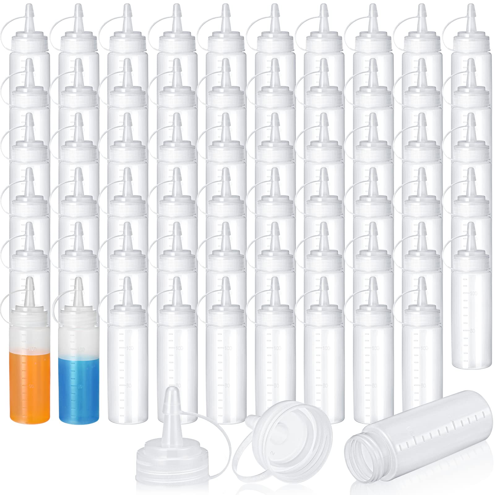 60 Pieces 4 Oz Plastic Condiment Squeeze Bottles Small Squirt Bottles For Cooking With Twist On Cap Lids Clear Ketchup Bottles S