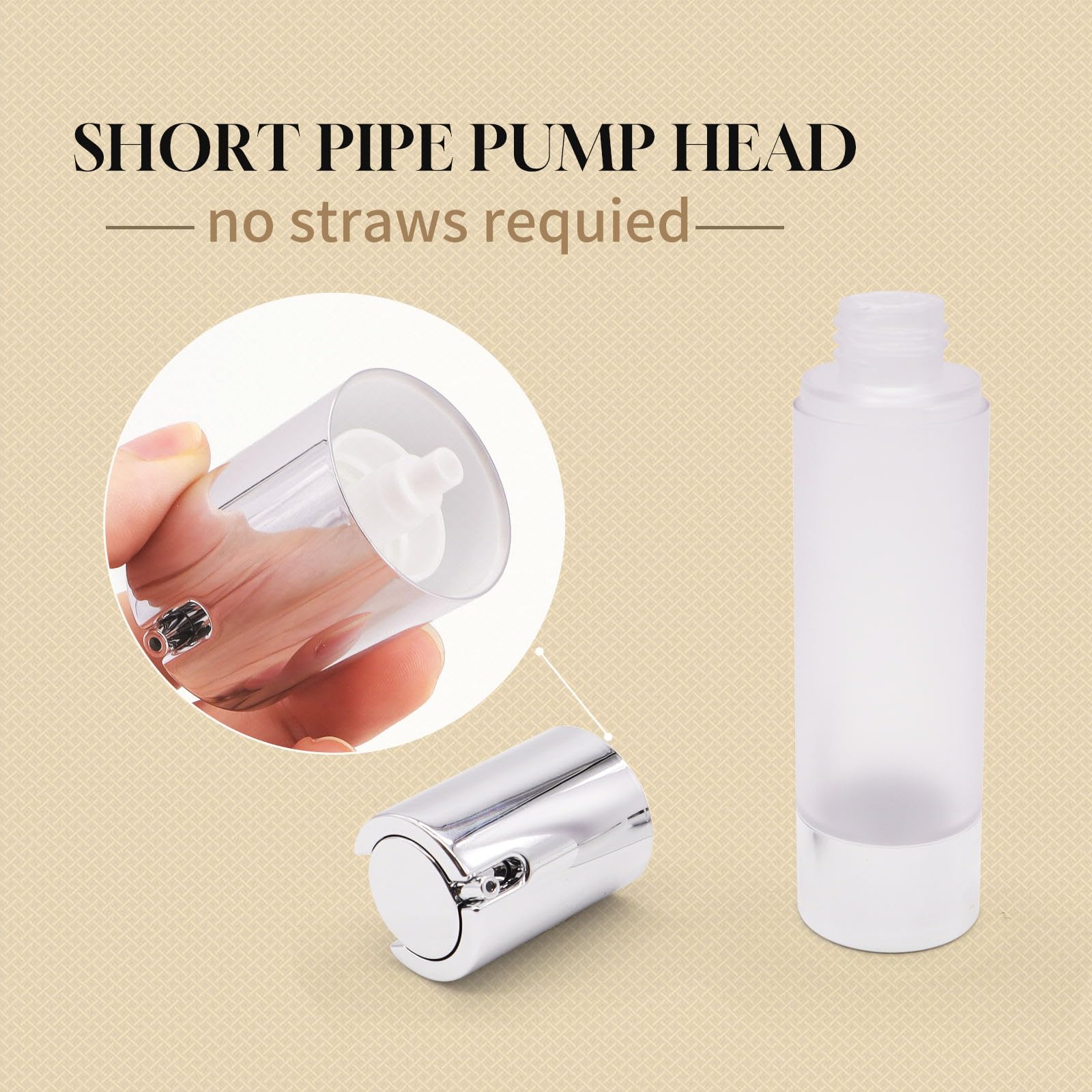 Ajltpa 6Pcs 1.7Oz 50Ml Frosted Transparent Airless Pump Bottles With Funnel, Travel Size Vacuum Dispenser Refillable Cosmetic Co