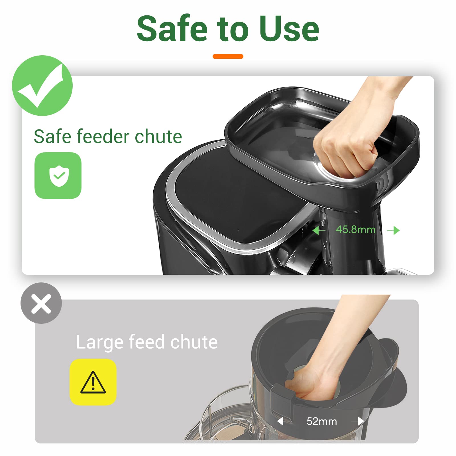 Juicer Machines, Amzchef Slow Cold Press Juicer With 2 Speed Modes, Travel Bottles(500Ml),Easy To Clean Brush & Quiet Motor For