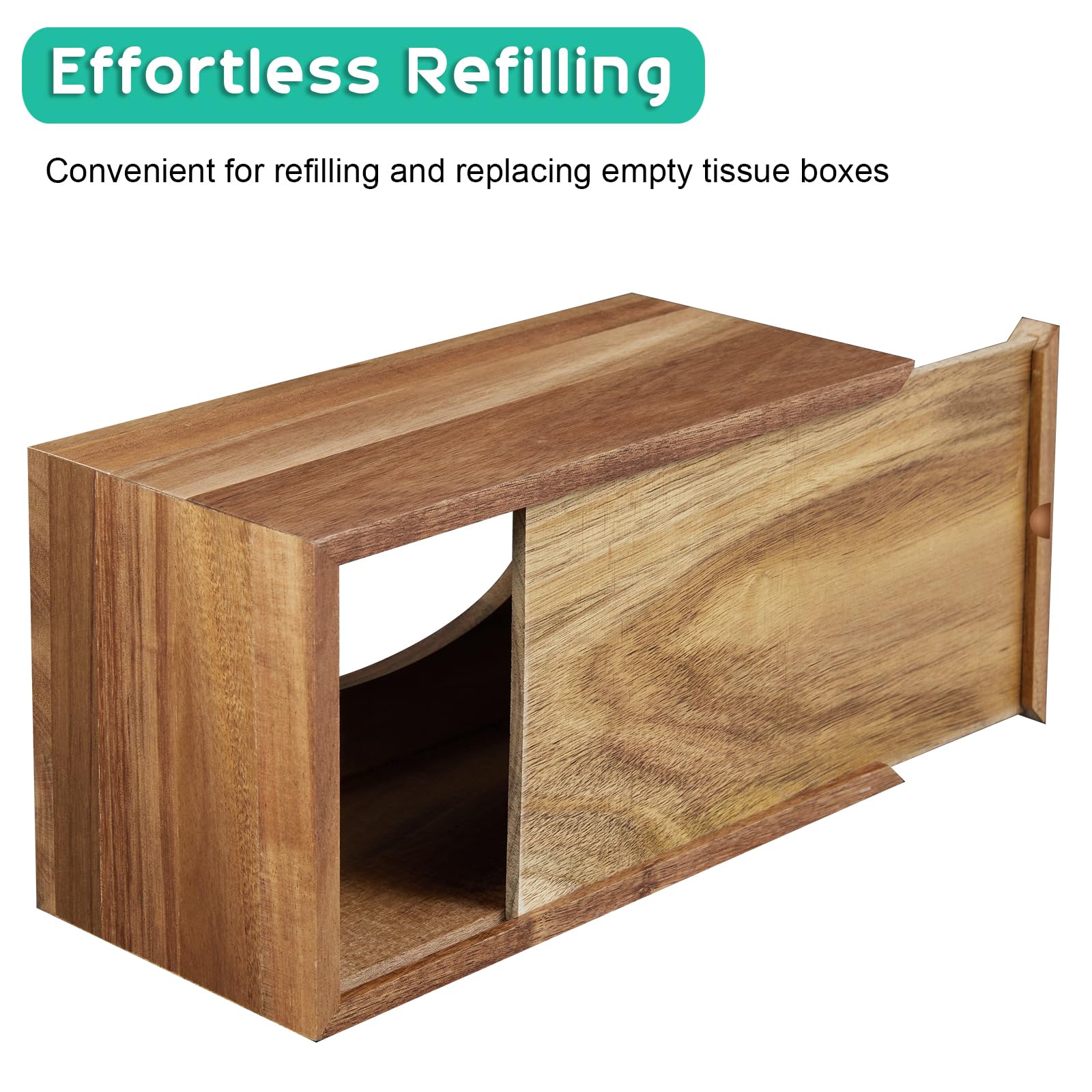 Alelion Rectangular Tissue Box Cover - Acacia Wood Rectangle Tissue Box Holder For Tabletop Night Stands Bathroom Office - Decor