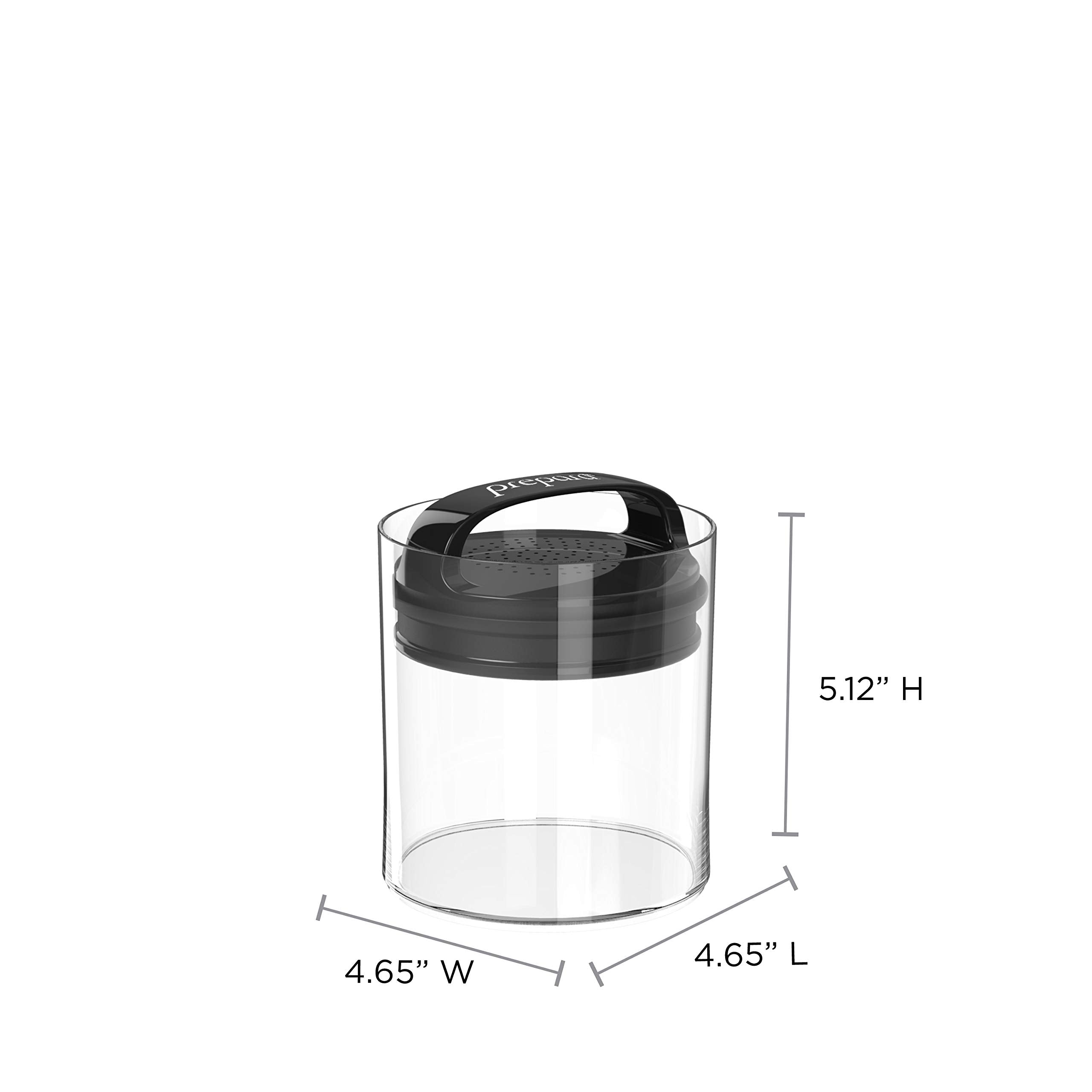 Prepara Evak Fresh Saver, Medium-Short Airless Canister With Black Handle, 1.1 Quart, Clear