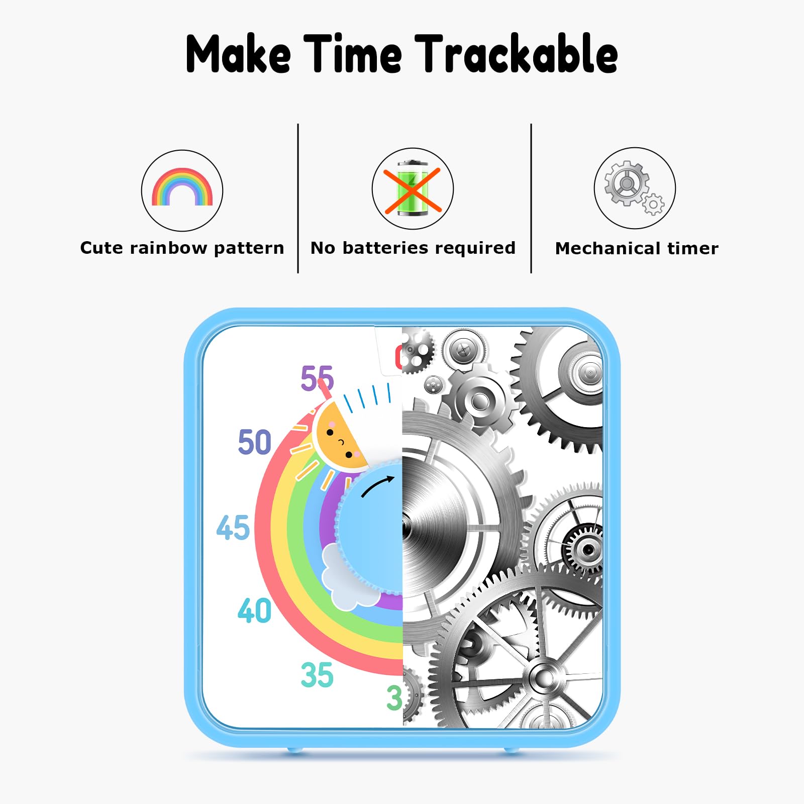 Secura 60-Minute Visual Timer, 7.5 Inch Magnetic Rainbow Countdown Timer For Classroom Or Kitchen, Durable Mechanical Timer Cloc
