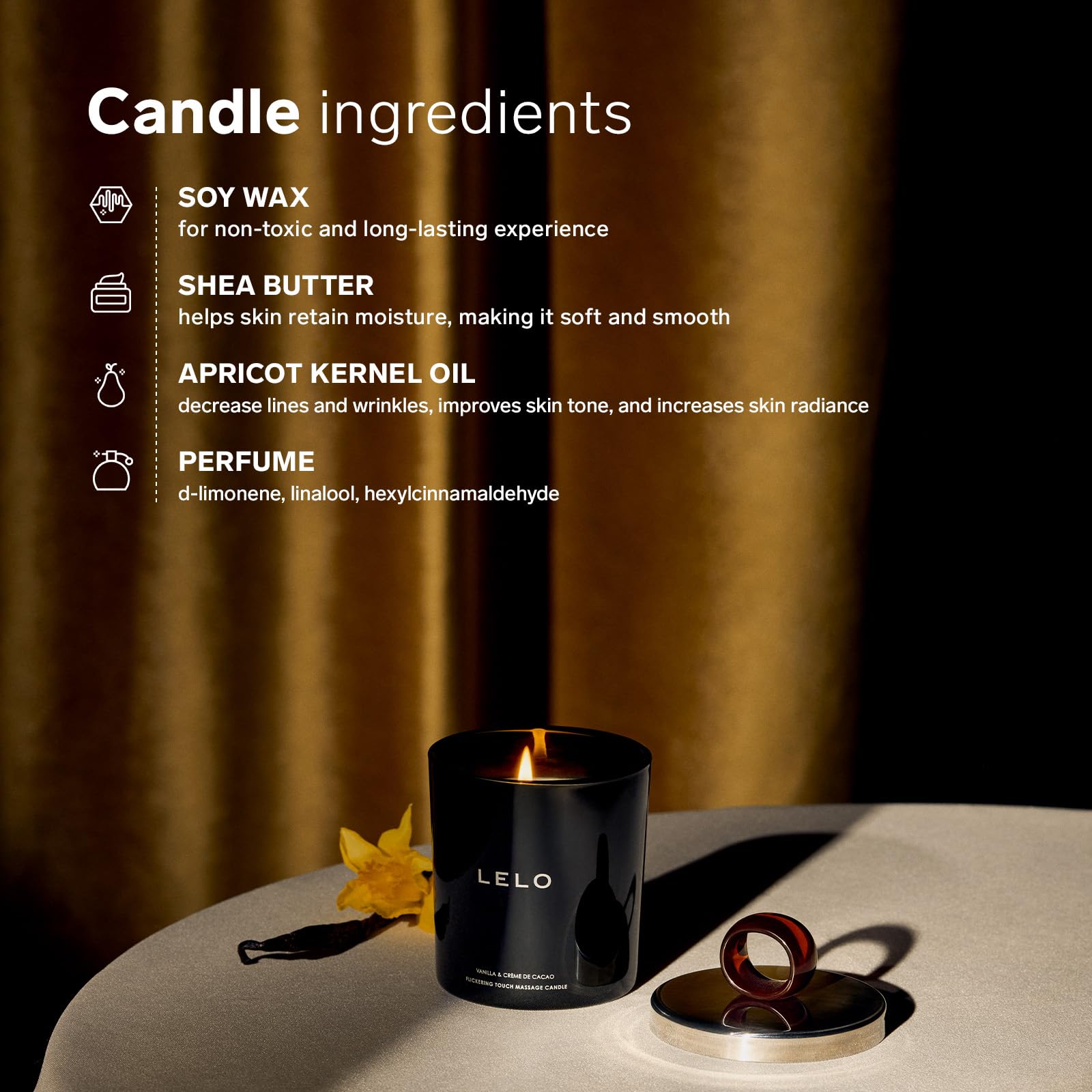 LELO Flickering Touch Massage Candle, Melts into Massage Oil, Scented Candle Body Massage Oil, Luxury Skin Treatment, Vanilla &
