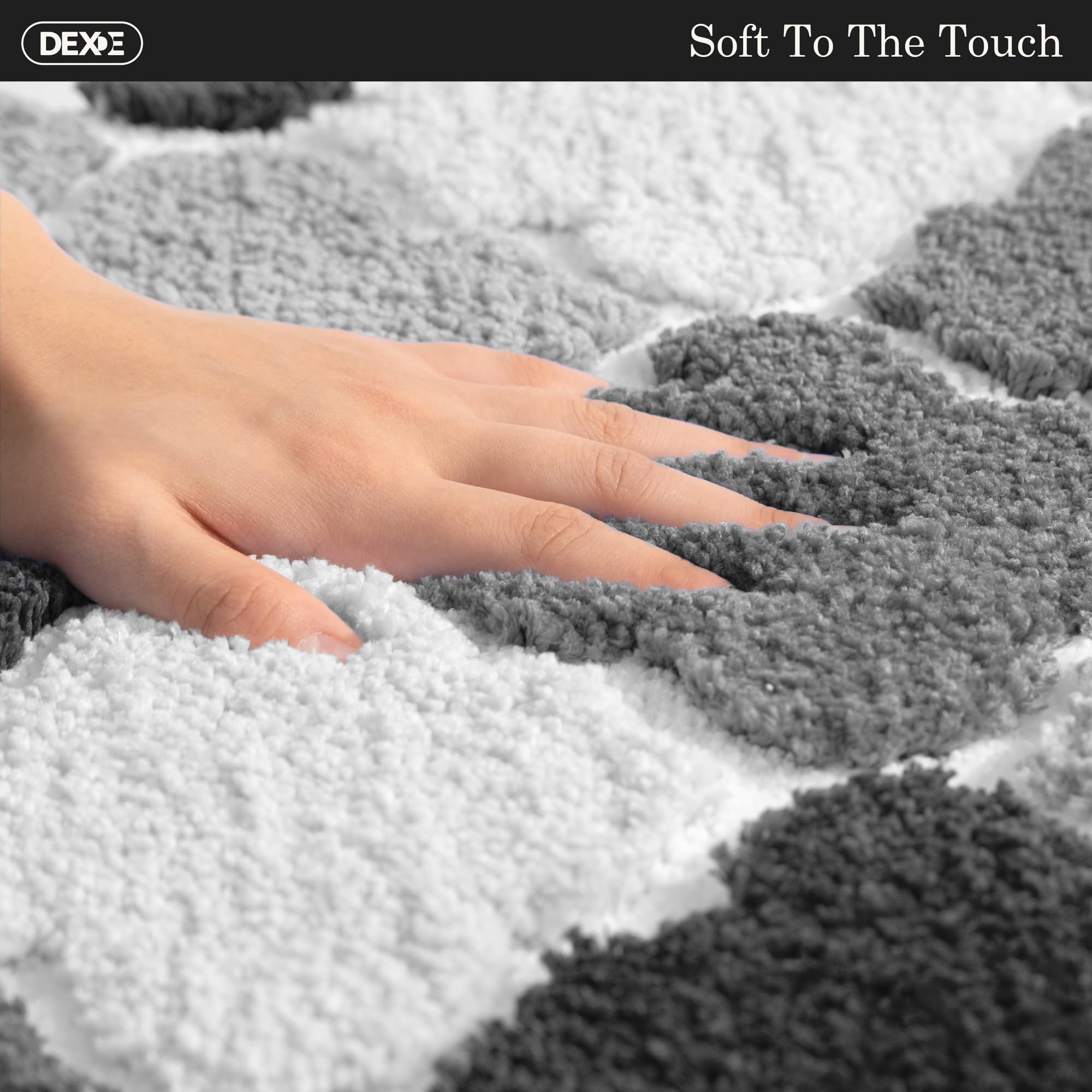 Dexde Bathroom Rugs Runner Non-Slip, Bath Rugs Extra Absorbent Shaggy Large Bath Mats, Machine Wash Dry Shower Rug For Bathroom