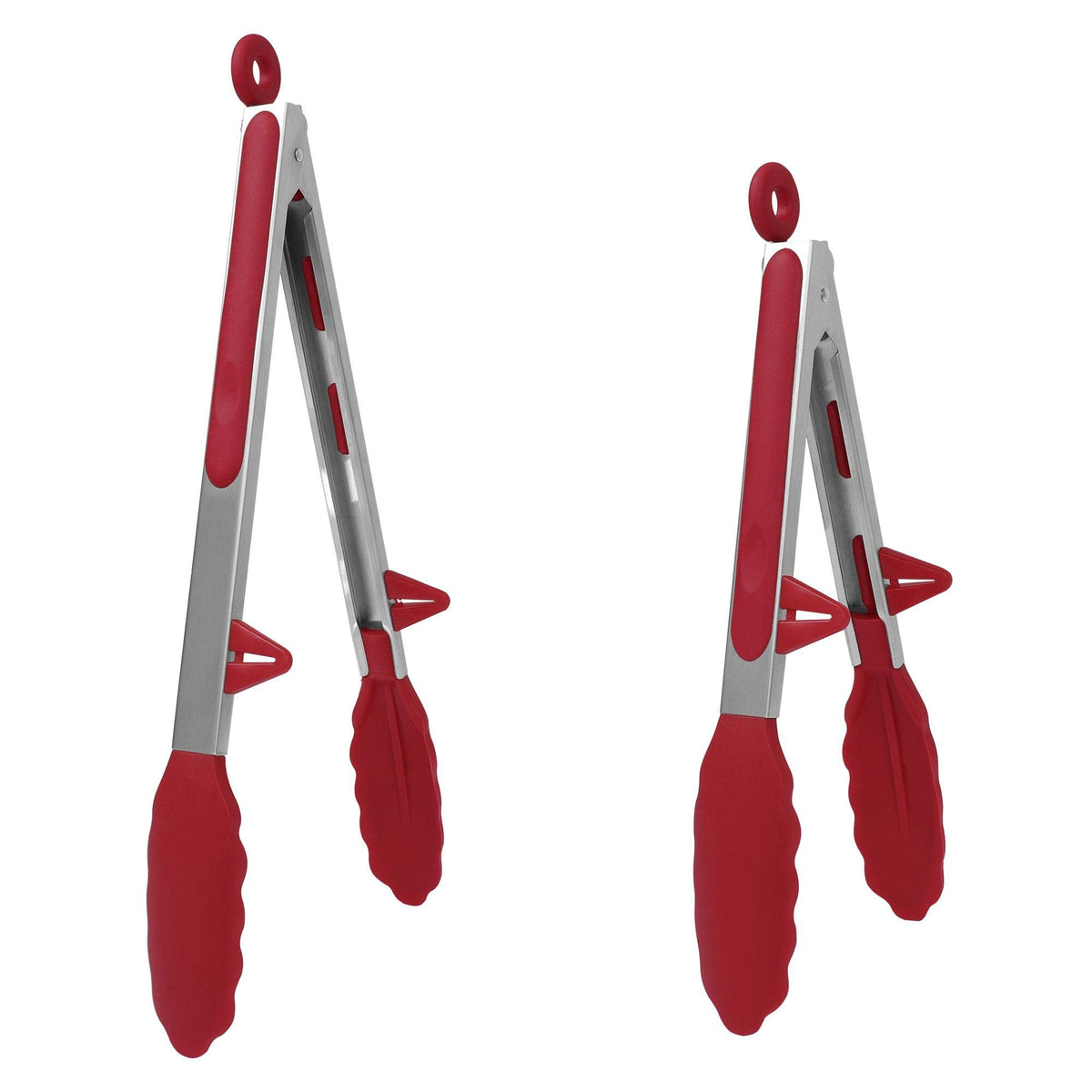 Uxcell Kitchen Tong Set For Cooking Silicone Stainless Steel Tongs With Stands Toaster Serving Bbq Non-Stick Locking Tong 2Pcs B