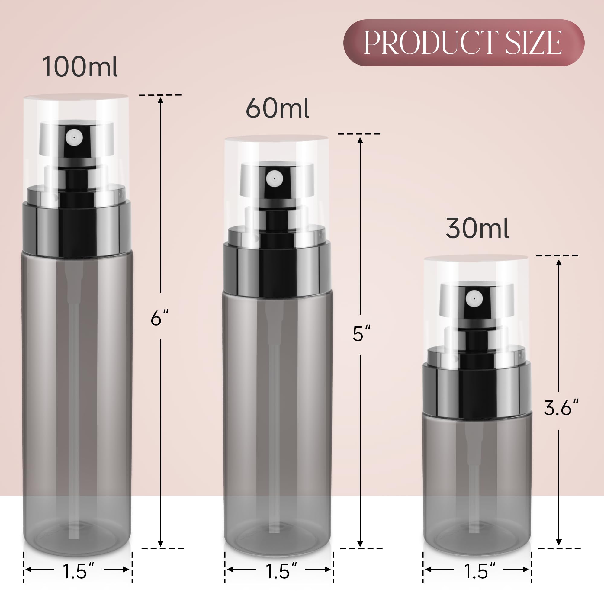 Givitasot 9Pack Small Spray Bottle, 3.4Oz Black Plastic Fine Mist Mini Spray Bottles, Empty Refillable Travel Spray Bottle, Mist