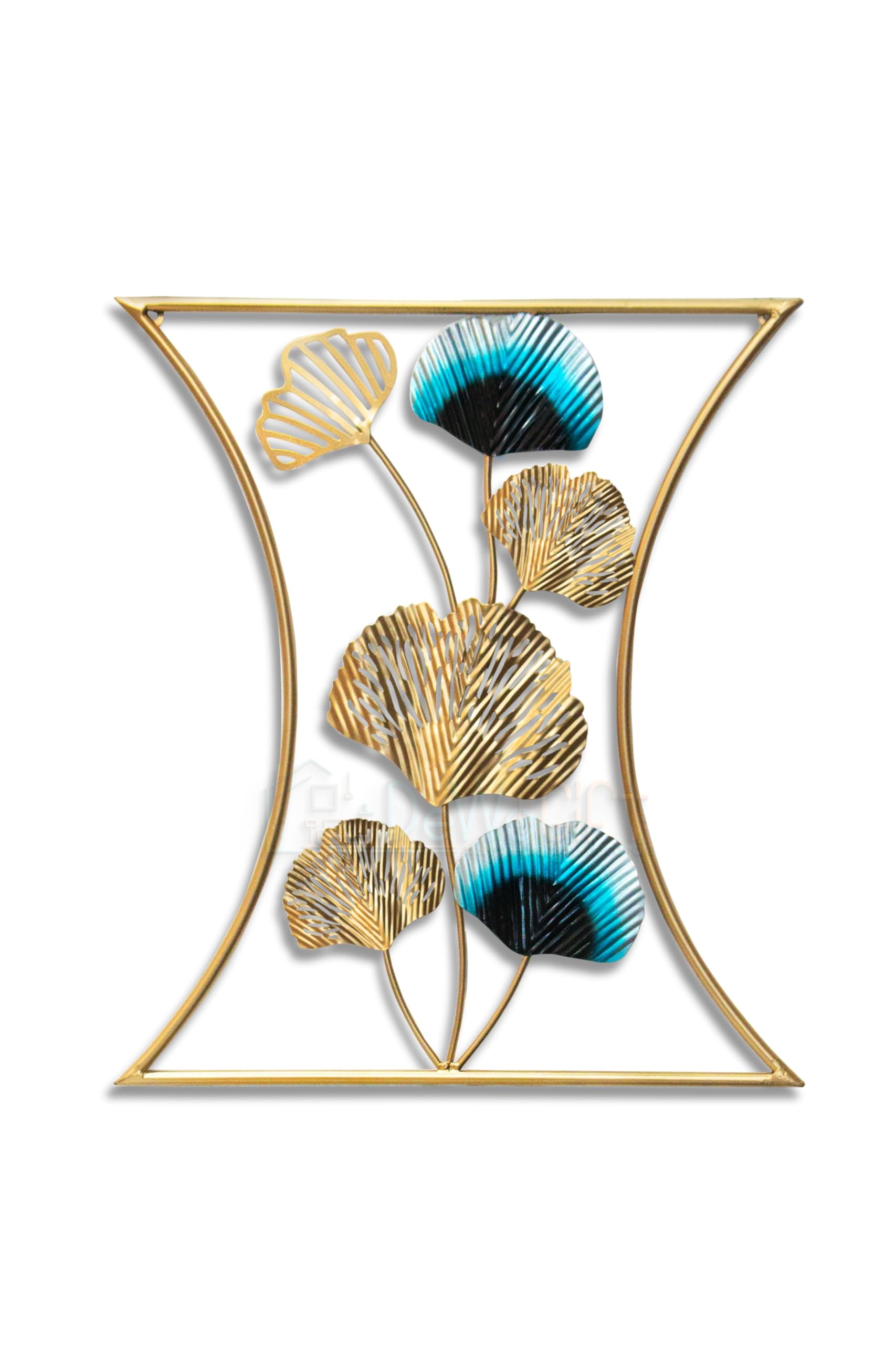 Dewogift Metal Wall Decor | Geometric Pattern Gingko Leaf Metal Wall Art | Metal Wall Decor For Living Room | Office Wall Decor