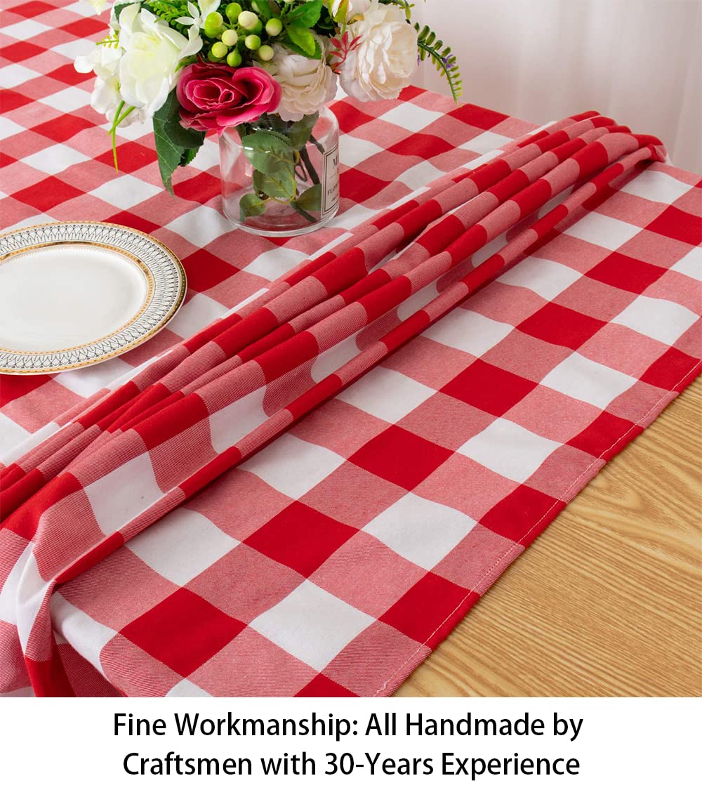 Shinybeauty Checked Square Tablecloth 54X54-Inch Red And White Buffalo Plaid Tablecloth Washable Cotton Table Cover Gingham Tabl