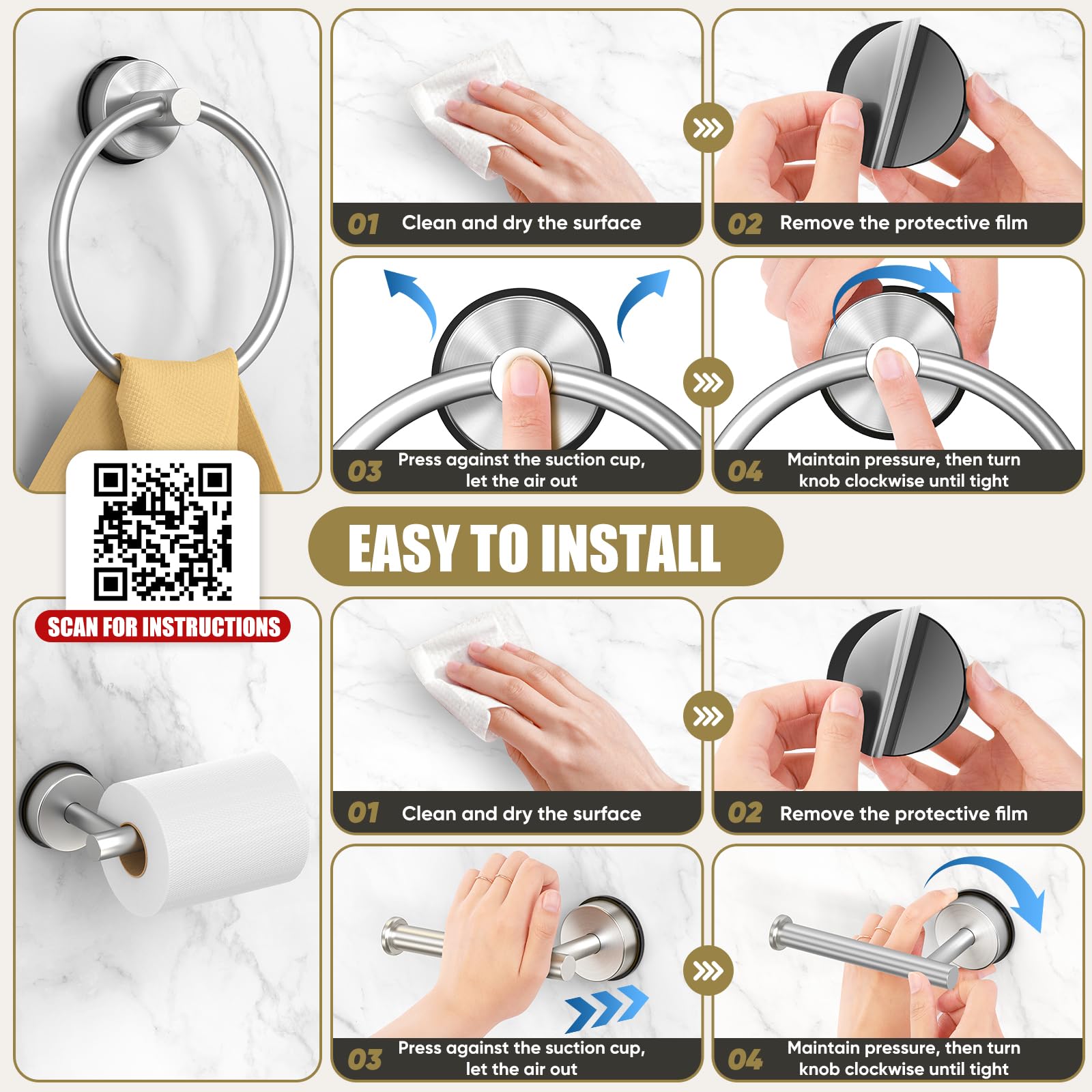 Bkv Suction Cup Toilet Paper Holder,Sus 304 Stainless Steel Toilet Paper Holder Wall Mount For Bathroom,Kitchen-Brushed Nickel S