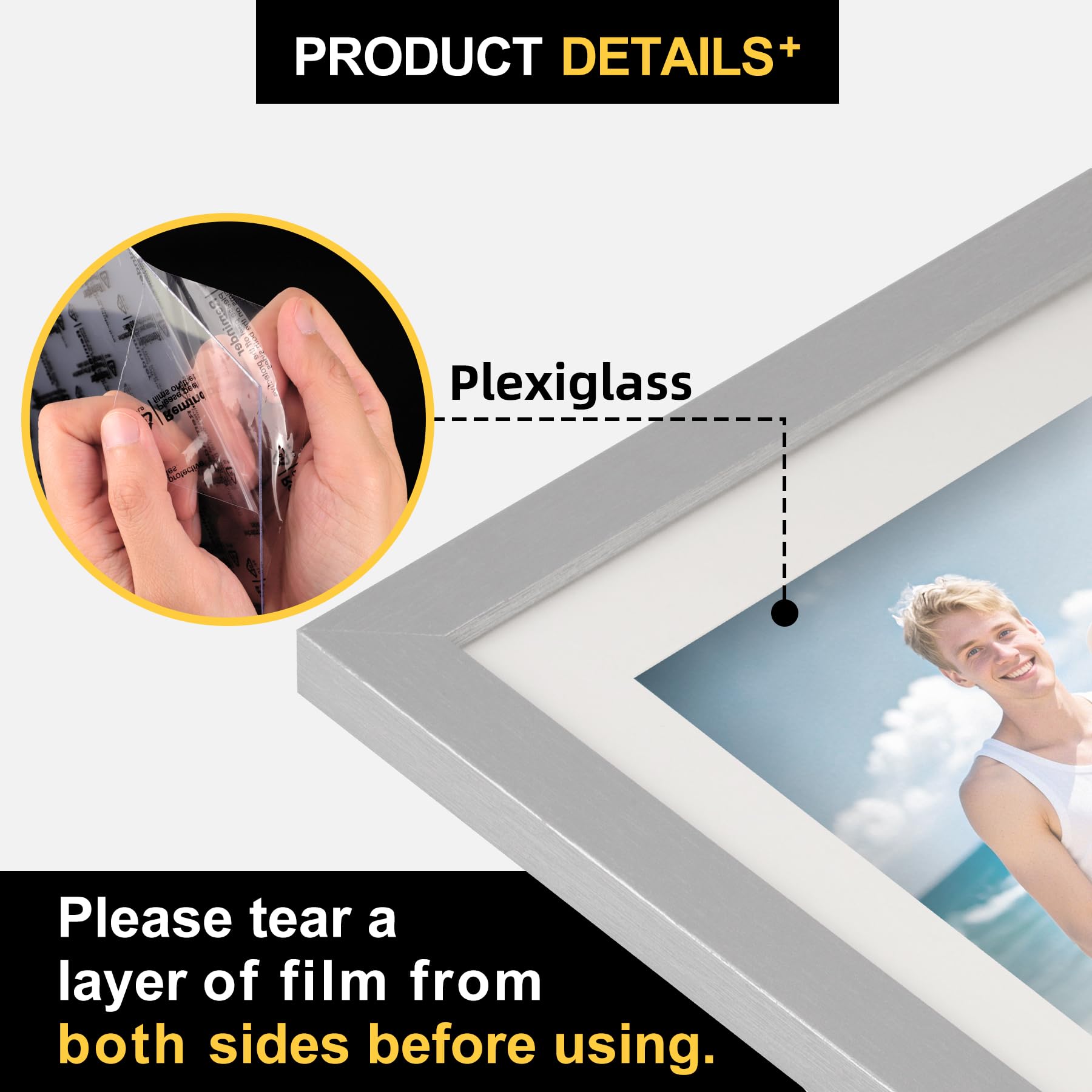 TOFOREVO Picture Frames 8x10 Set of 2 Distressed Silver Wood Grain Photo Frame for Gallery Wall Mounting or Tabletop Display