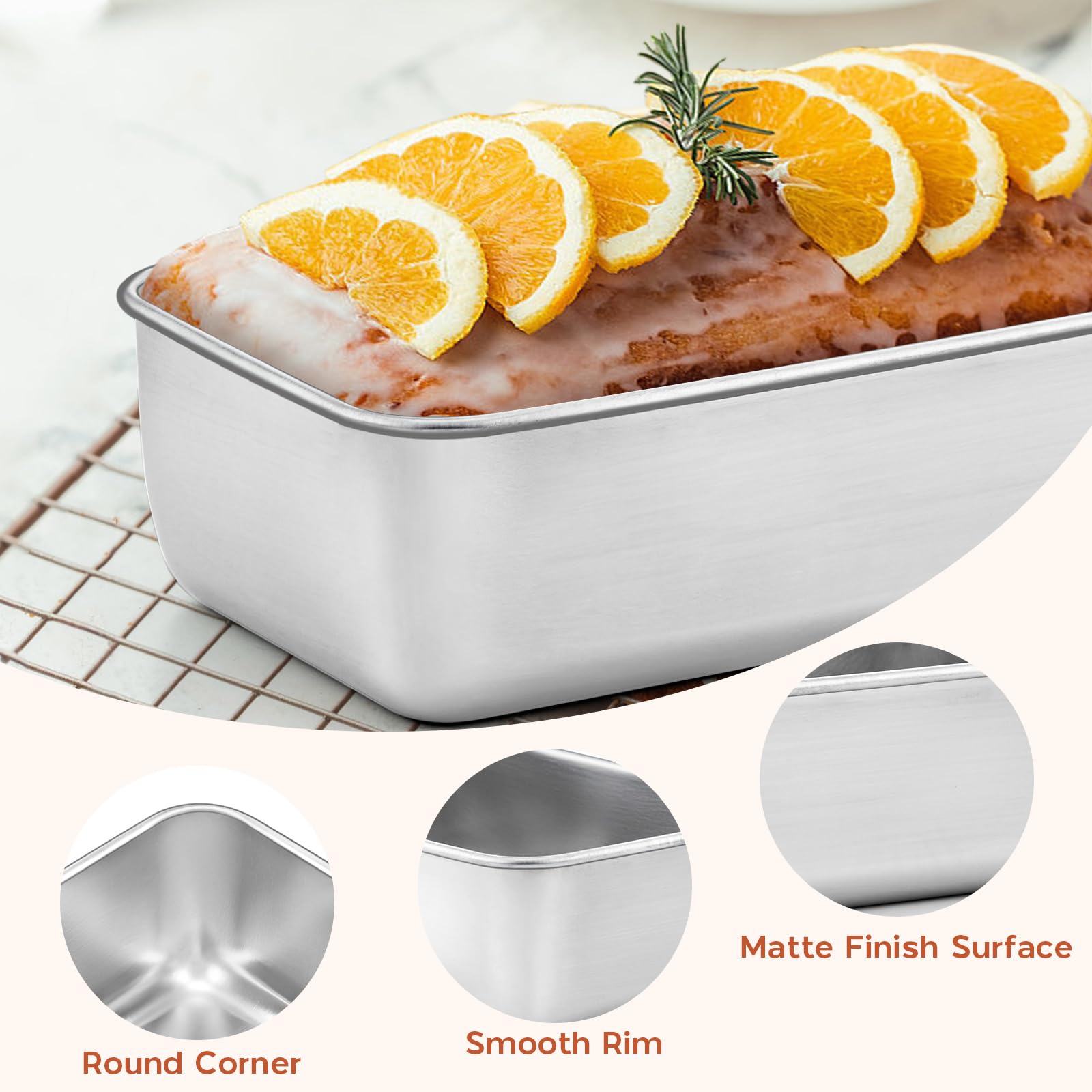 Onader 8? X 4? Inch Loaf Pans Stainless Steel Deep Meatloaf Pan For Baking Bread Set Of 3