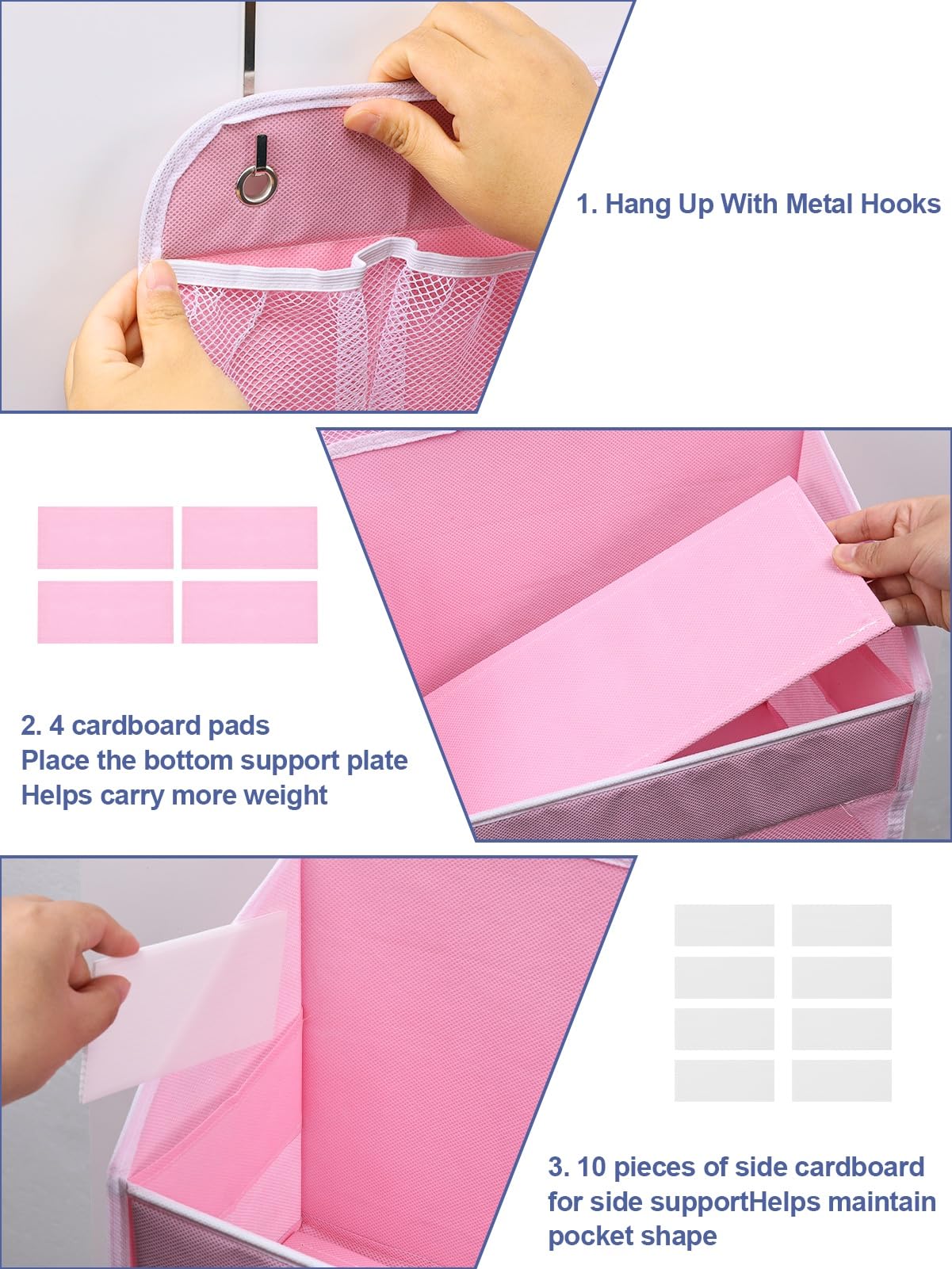 2 Pack Over Door Organizer, Behind Door Hanging Organizer With Clear Window 4 Large Capacity Pockets, Foldable Over The Door Sto