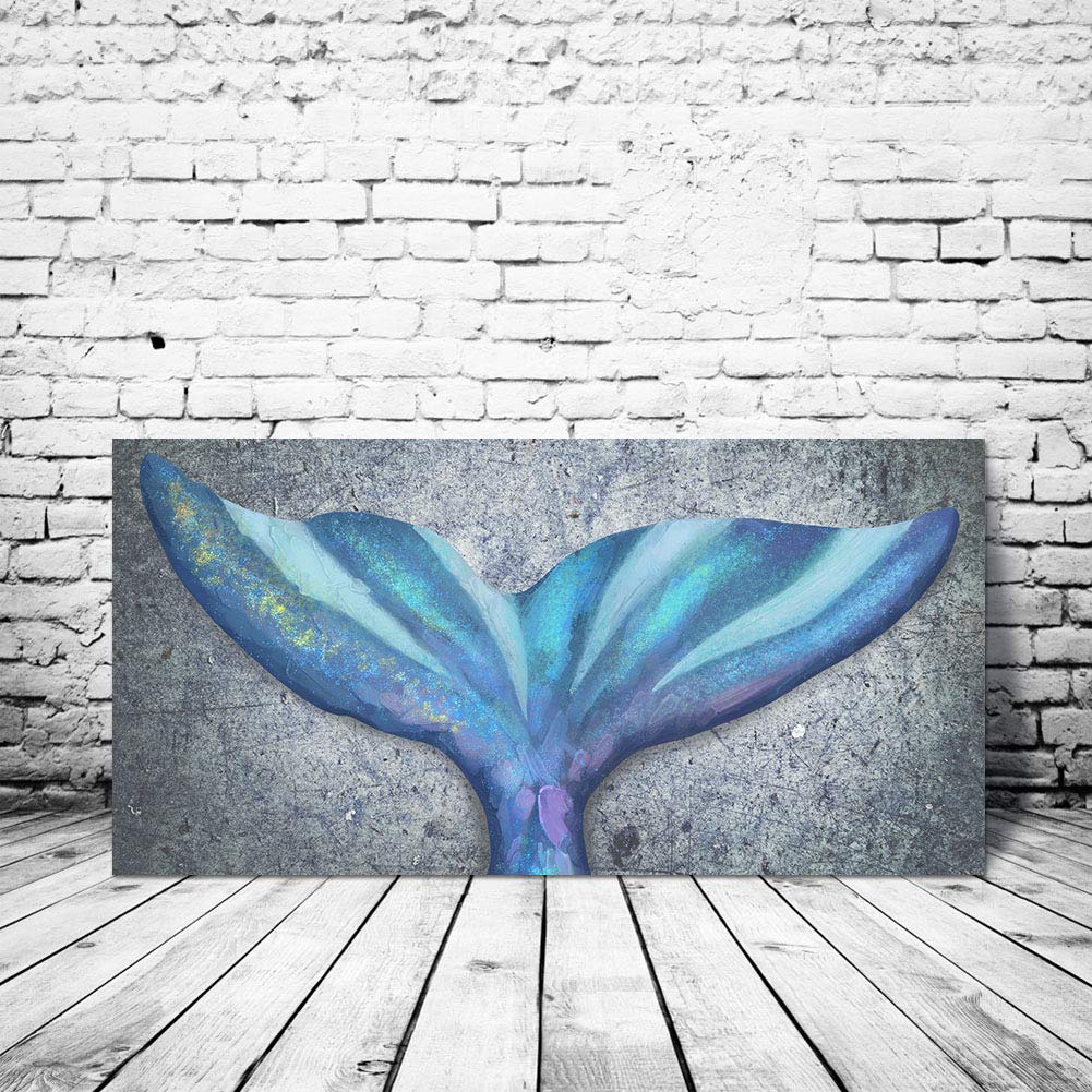 Homeoart Mermaid Tail Wall Art Canvas Prints Ocean Fish Whale Tail Painting Framed Gallery Wrapped Girls Bedroom Wall Decor16 X3