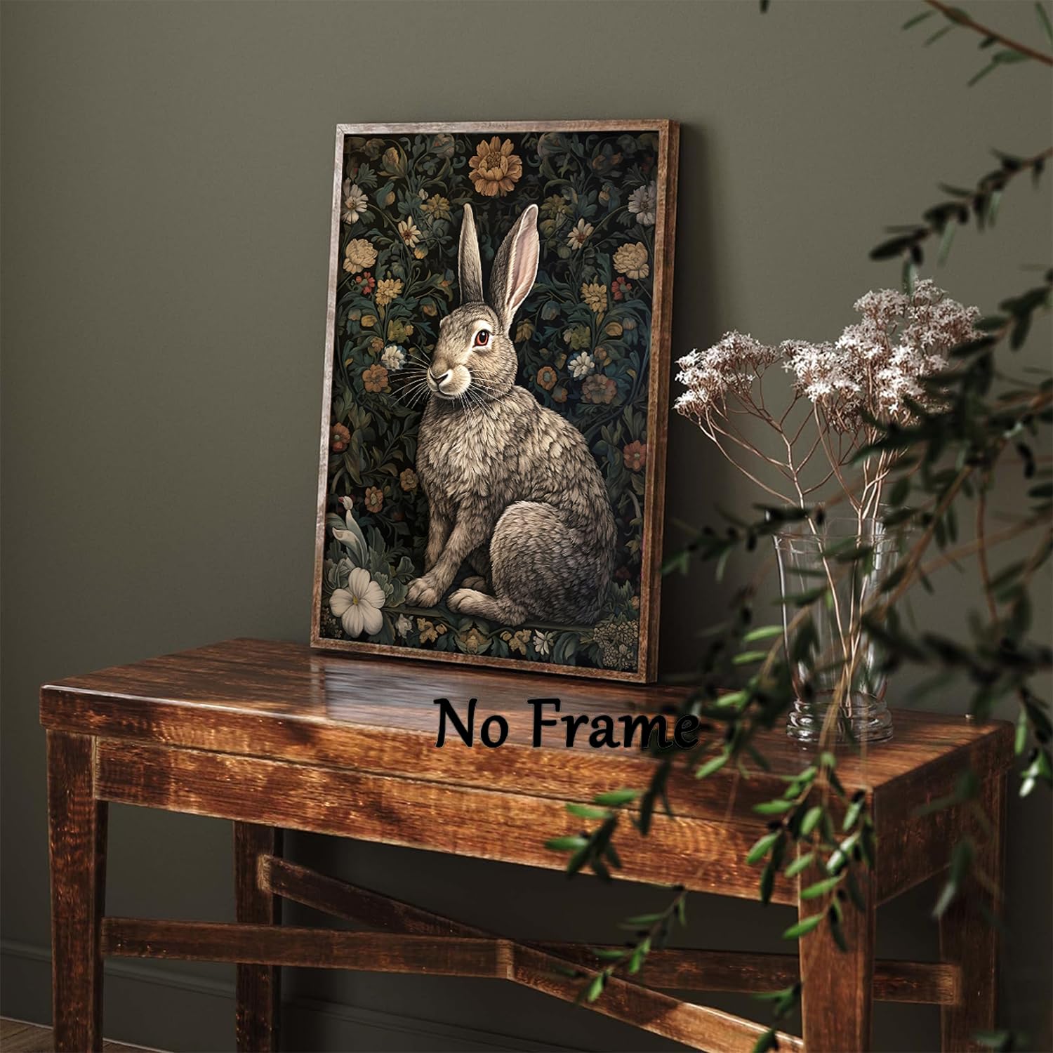 3Pcs William Morris Animal Wall Art Fox Rabbit Sika Deer Canvas Posters Prints Forest Wild Animal Pictures Paintings Gothic Bota
