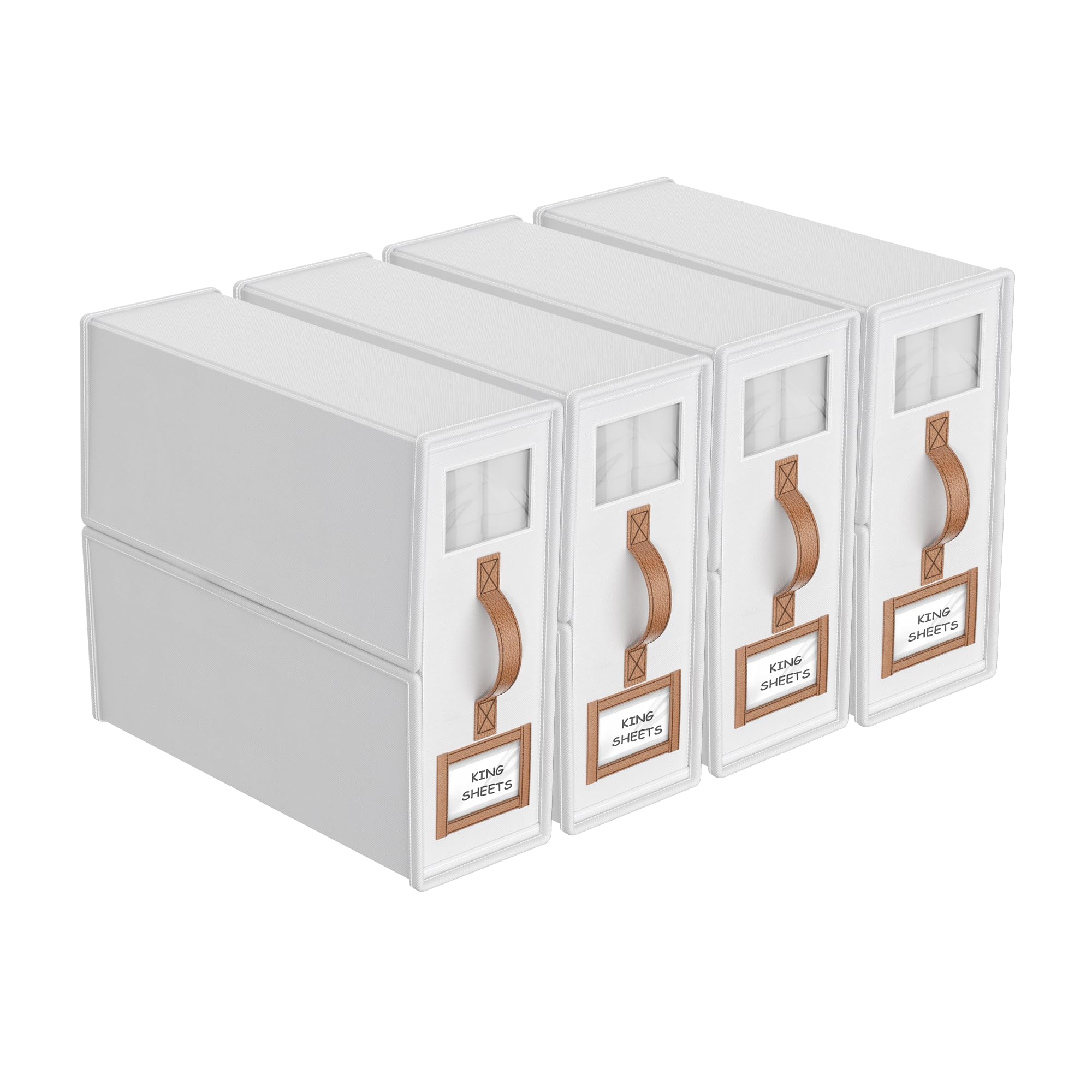 BigPonPon 4 Pack Bed Sheets Organizers And Storage (King Size),Foldable Sheet Organizer With Handle For Linen Closet,Bedding Org