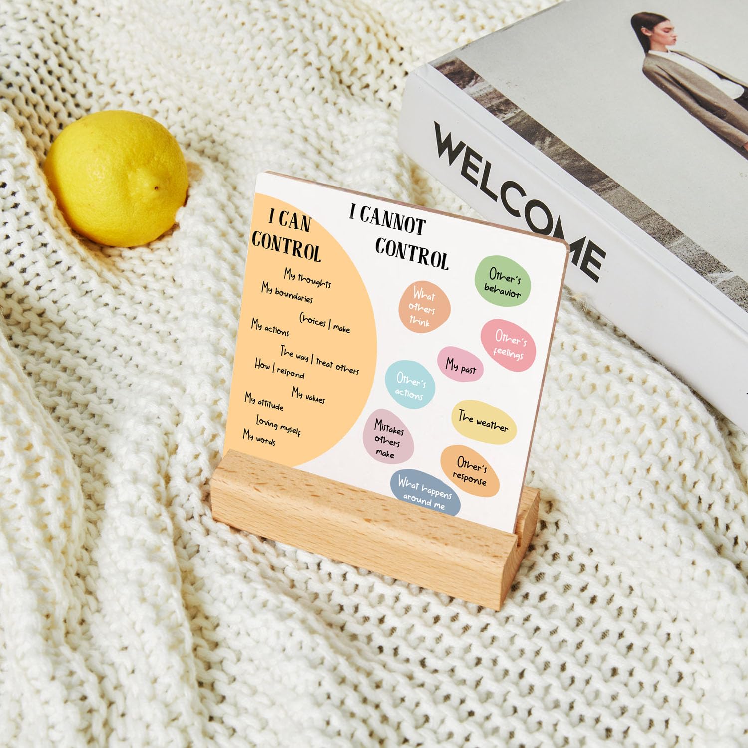 Inspirational Office Desk Decor Wooden, Mental Health Gifts, Recovery Self Care Encourage Gifts, Psychology Motivational Decorat