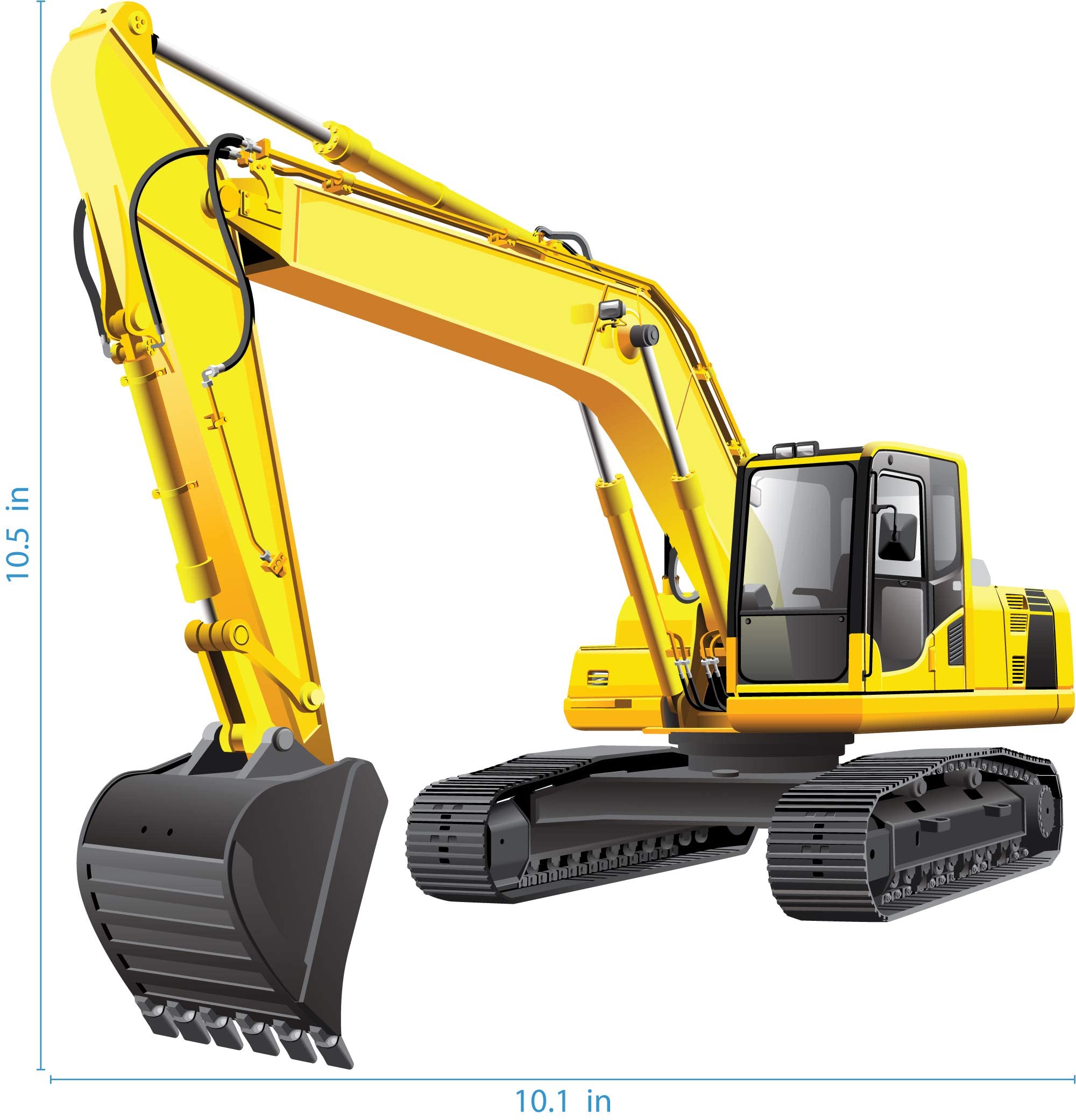 Stikart Yellow Excavator Construction Truck Wall Decal, 10-Inches W By 10.5-Inches H