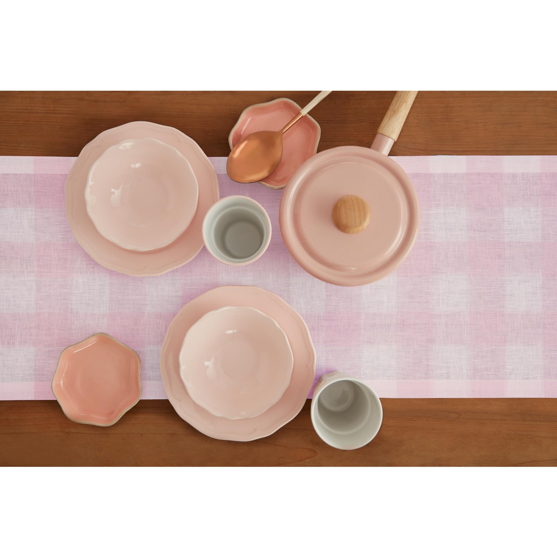 Solino Home Buffalo Check Linen Table Runner 90 Inches Long - 100% Pure Linen Marshmellow Pink Plaid Table Runner 14 X 90 Inch I