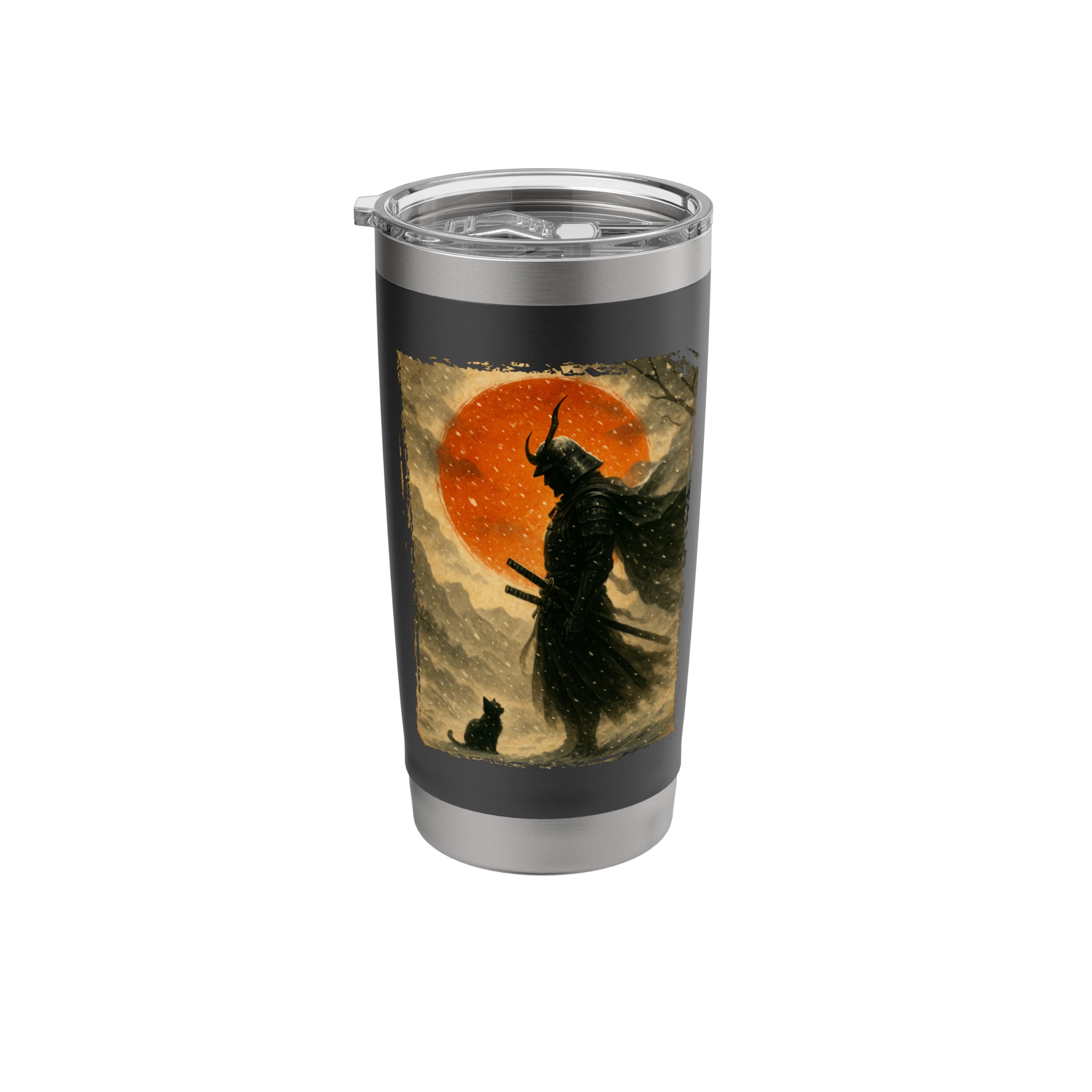 Samurai Warrior & Fighter | Black Cat & Vintage Japanese Art Stainless Steel Insulated Tumbler