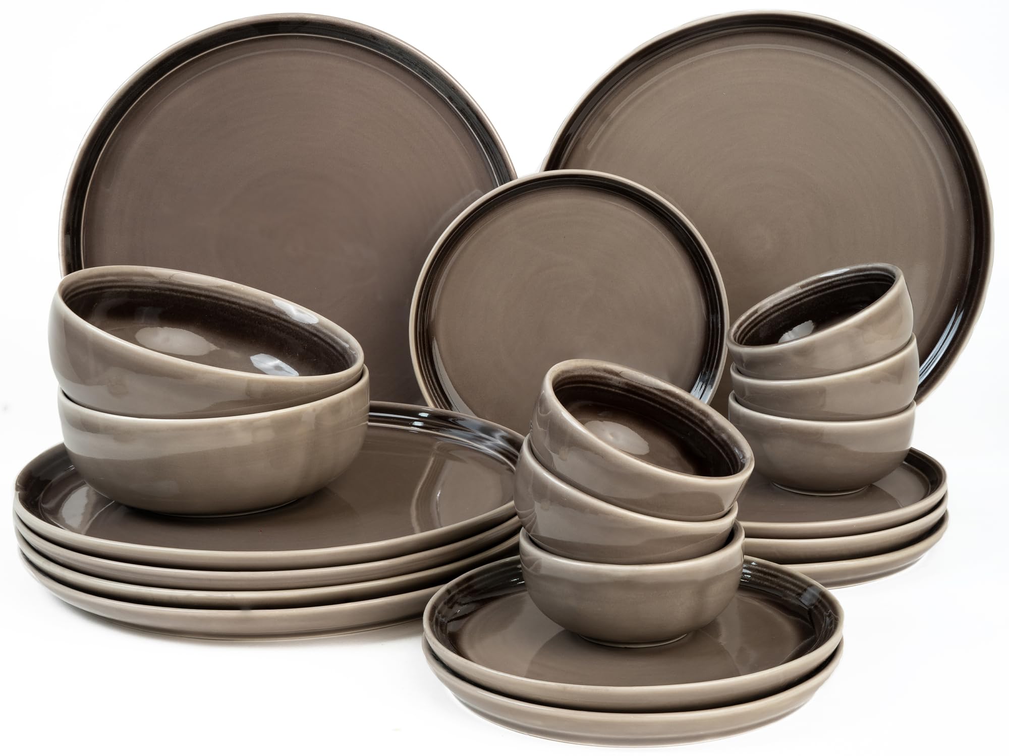 Bodhi House Handcrafted Chip Resistance Porcelain Solid Dinner Set, 20 Pieces Dish Set Serving For 6, Microwave And Dishwasher S