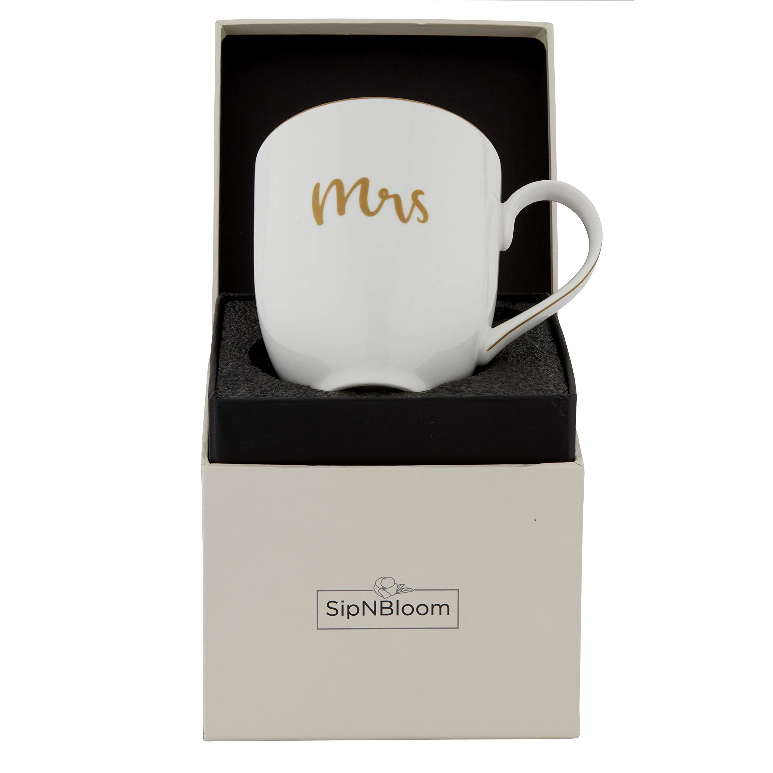 Mrs Coffee Mug Tea Cup, Bride Cup, Future Mrs Gifts, Fiance Gifts for Women, Engaged Mug, Bride to be, White (13.5 oz)
