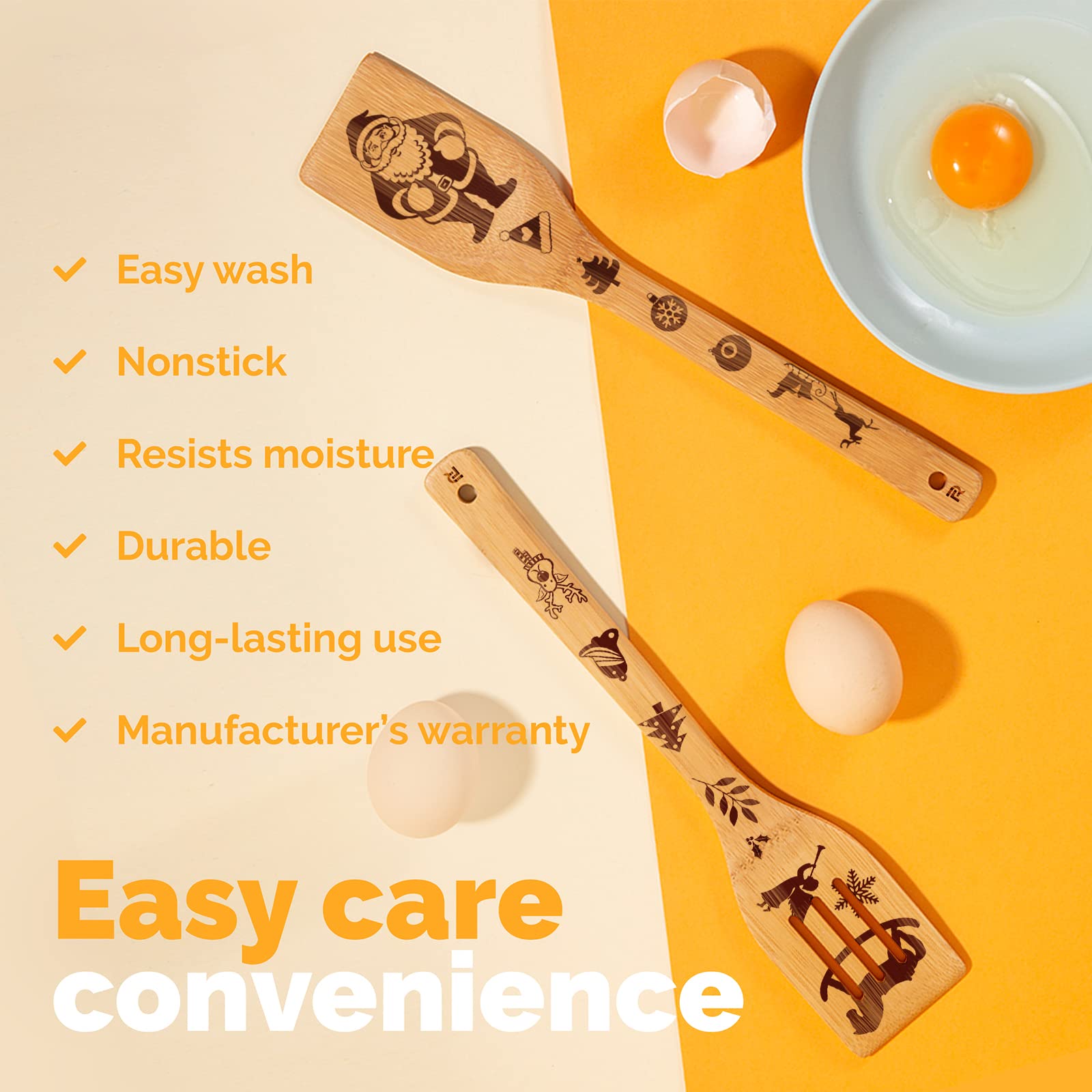 Riveira 6-Piece Wooden Spoons For Cooking & Serving - Christmas Gifts For Women Who Have Everything - Christmas Kitchen Utensils