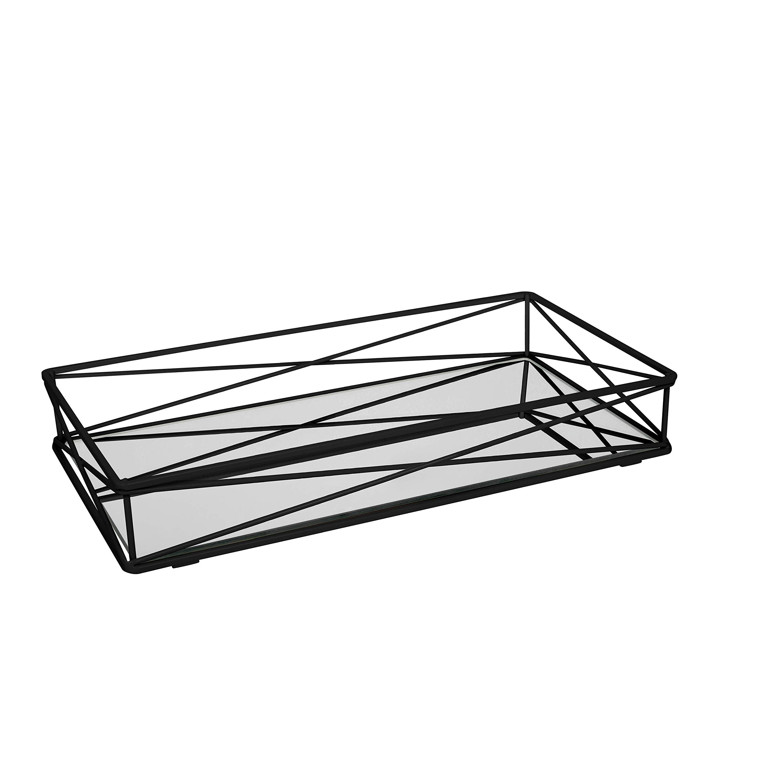 Home Details Tank Matte Black, For Perfume, Jewelry, Toiletries, Bathroom, Coffee Table, Decor Vanity Tray, 14''X 7''X 2''